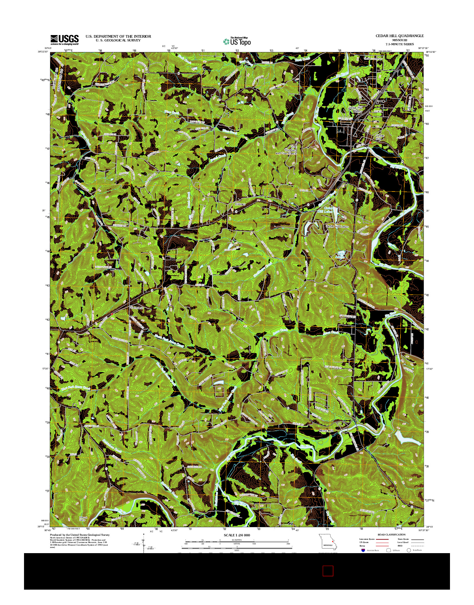 USGS US TOPO 7.5-MINUTE MAP FOR CEDAR HILL, MO 2012
