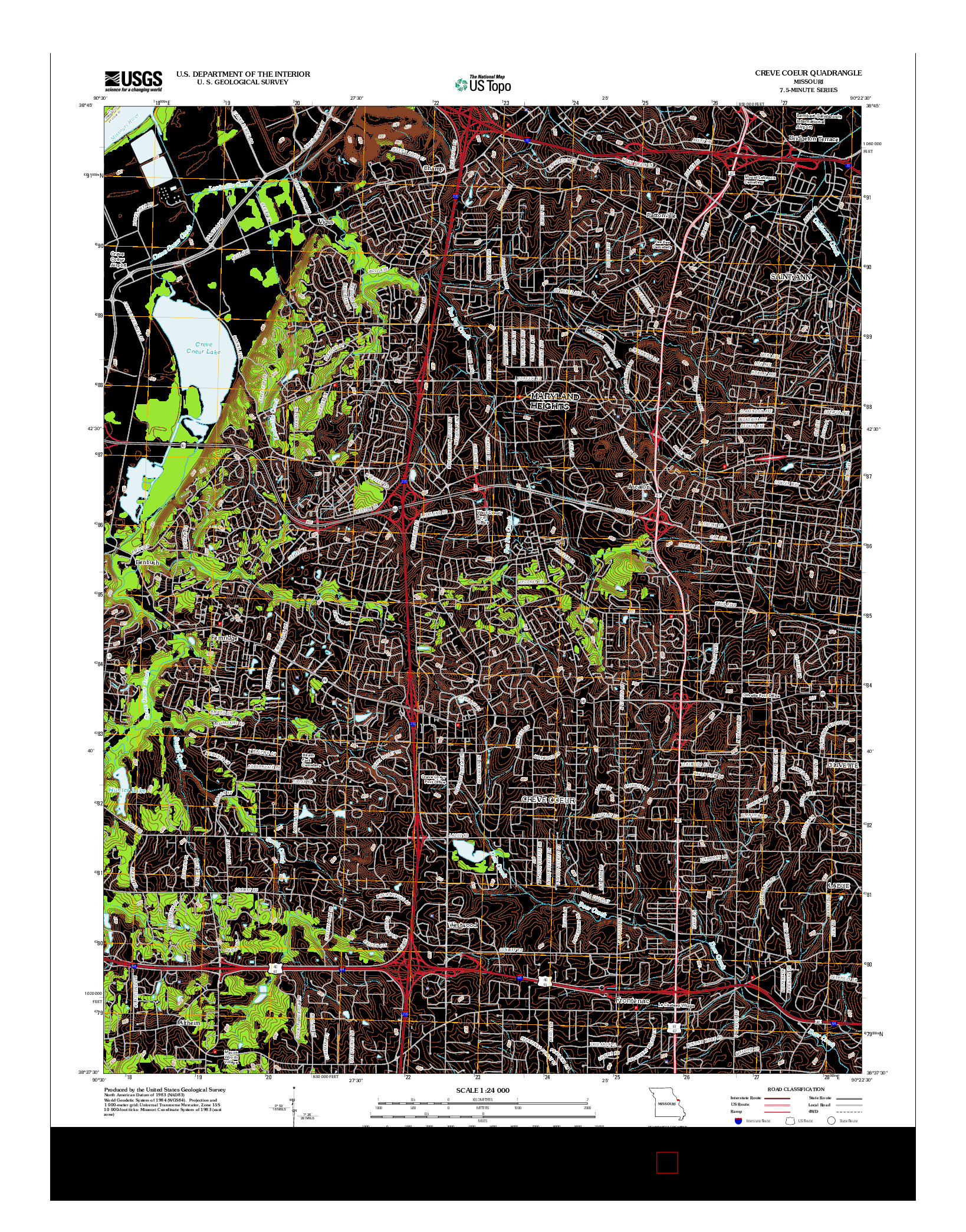 USGS US TOPO 7.5-MINUTE MAP FOR CREVE COEUR, MO 2012