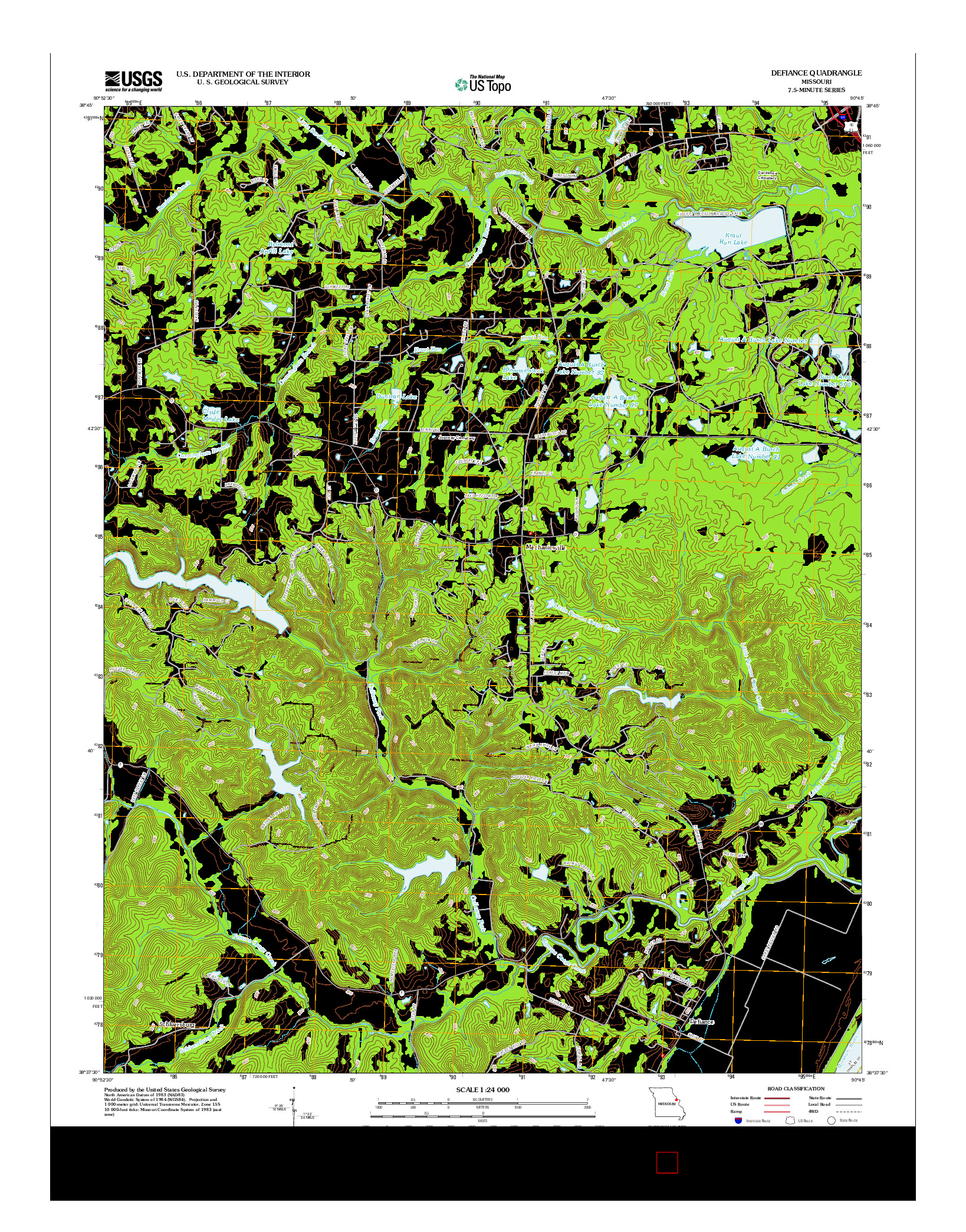 USGS US TOPO 7.5-MINUTE MAP FOR DEFIANCE, MO 2012