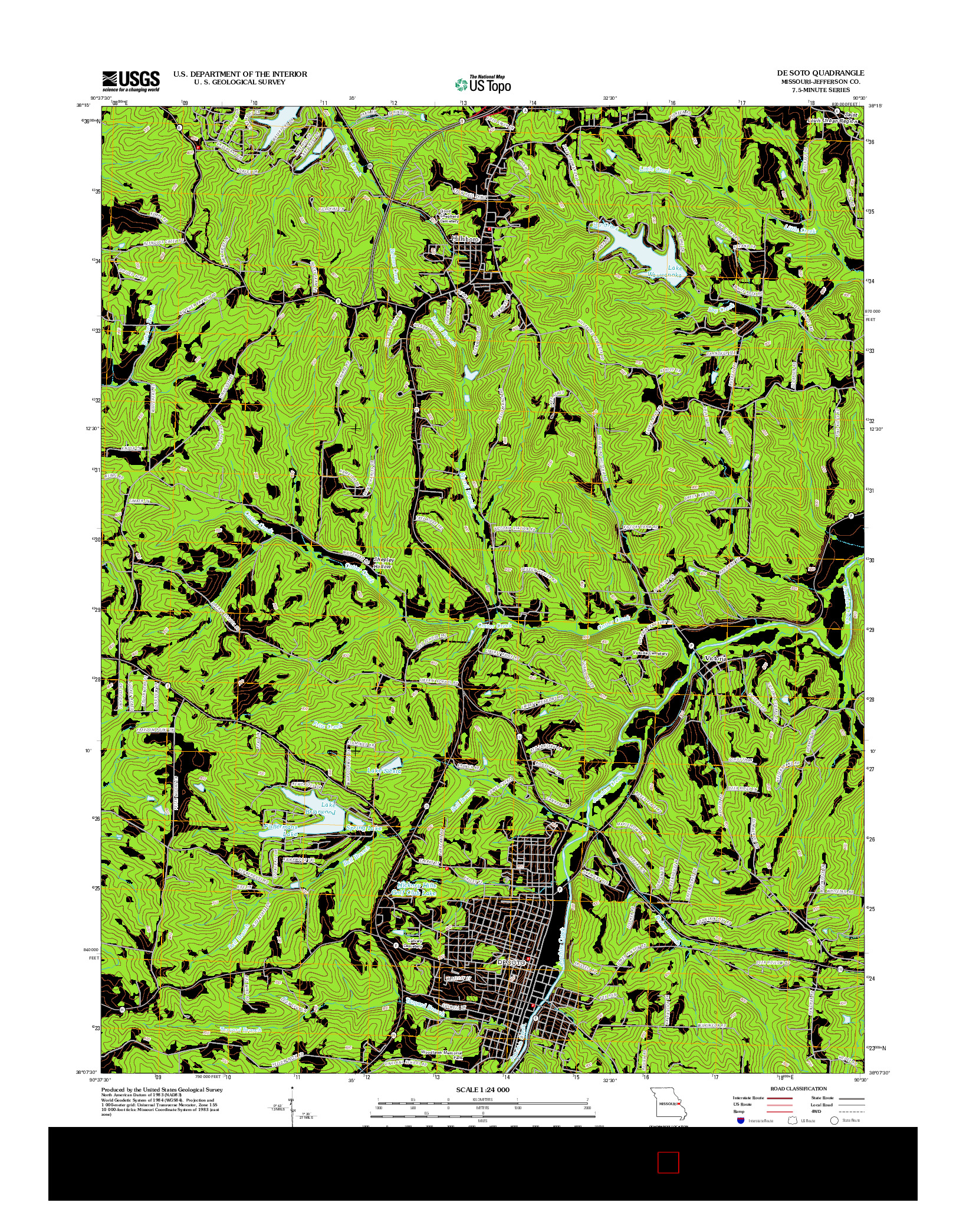 USGS US TOPO 7.5-MINUTE MAP FOR DE SOTO, MO 2012