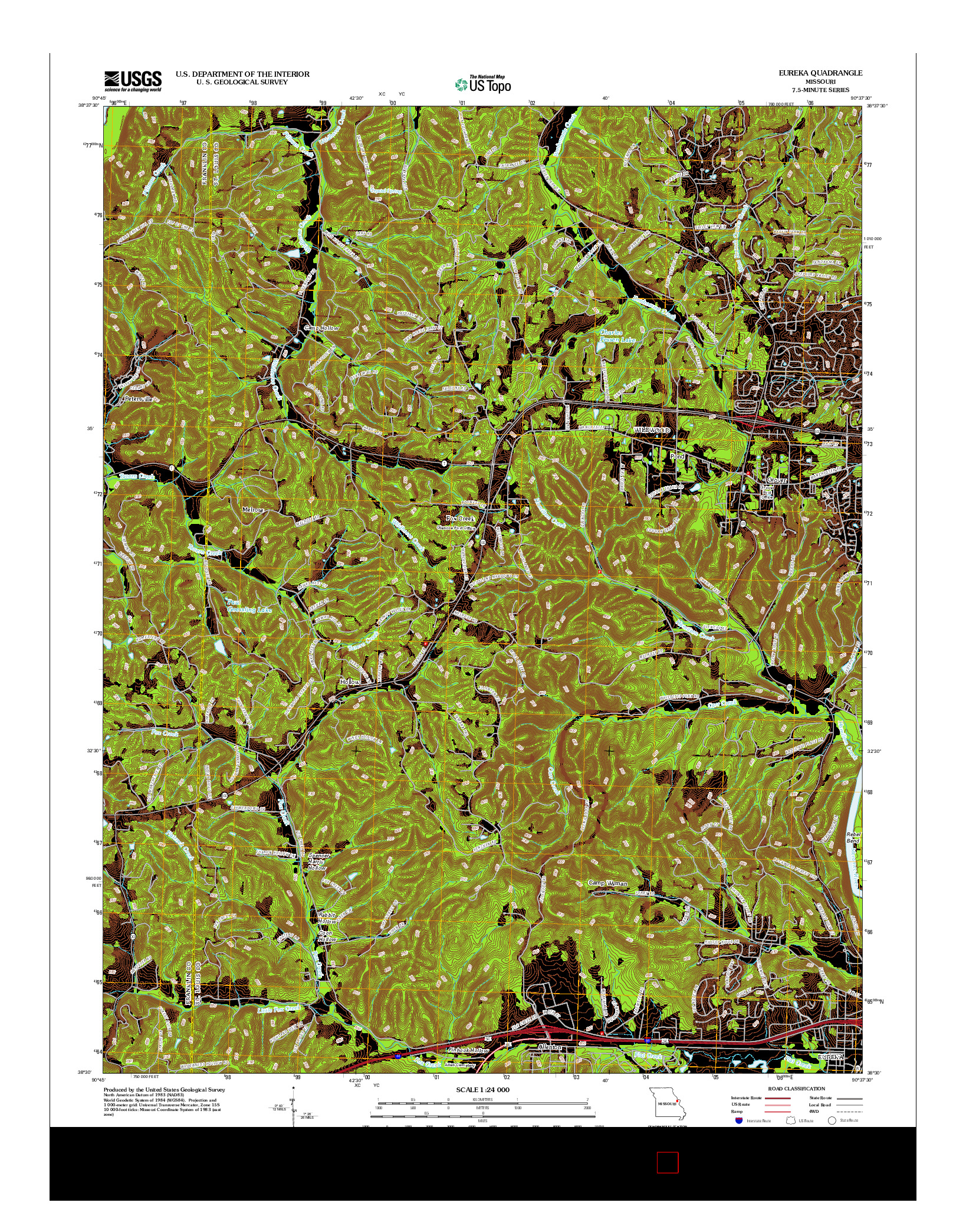 USGS US TOPO 7.5-MINUTE MAP FOR EUREKA, MO 2012