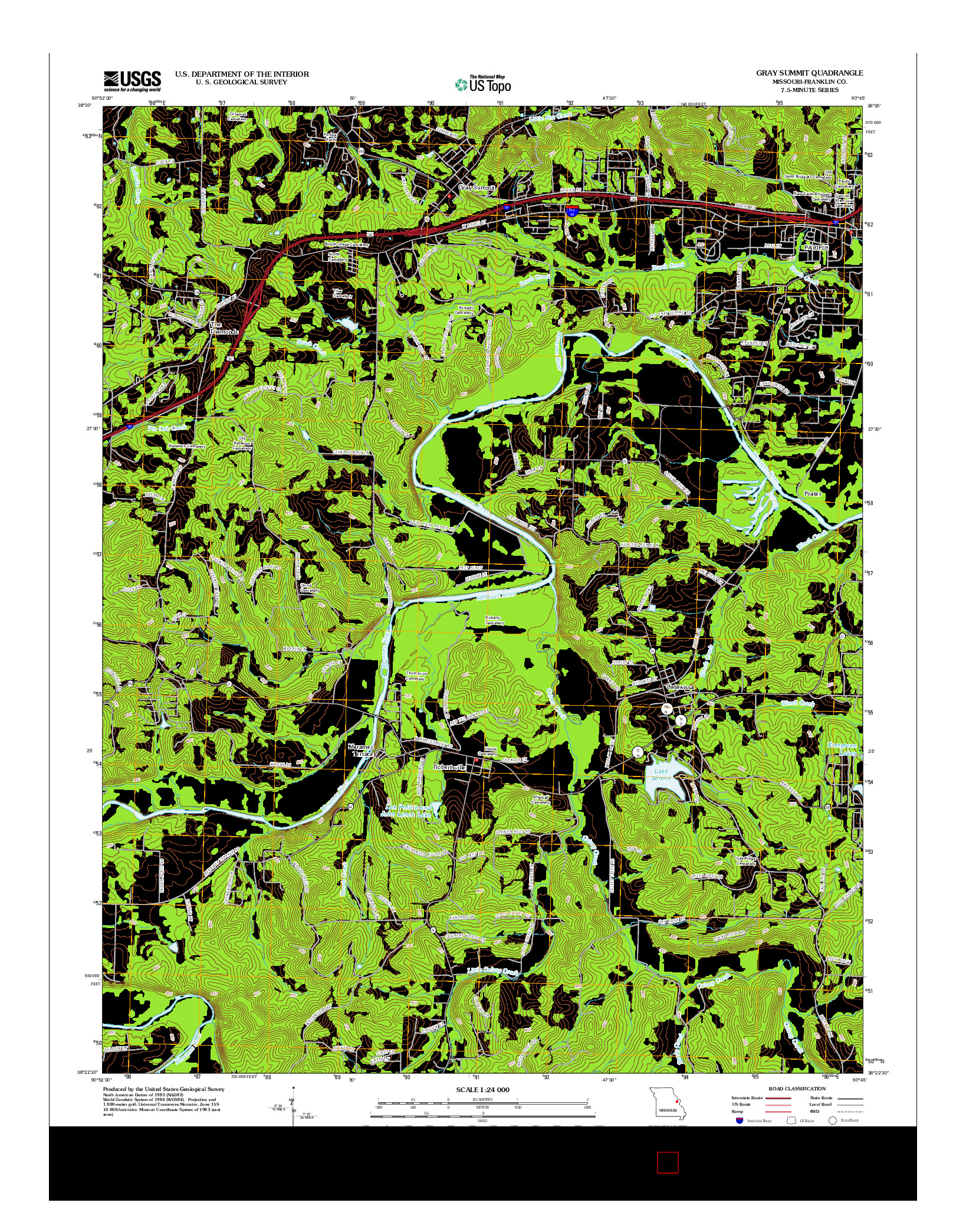 USGS US TOPO 7.5-MINUTE MAP FOR GRAY SUMMIT, MO 2012