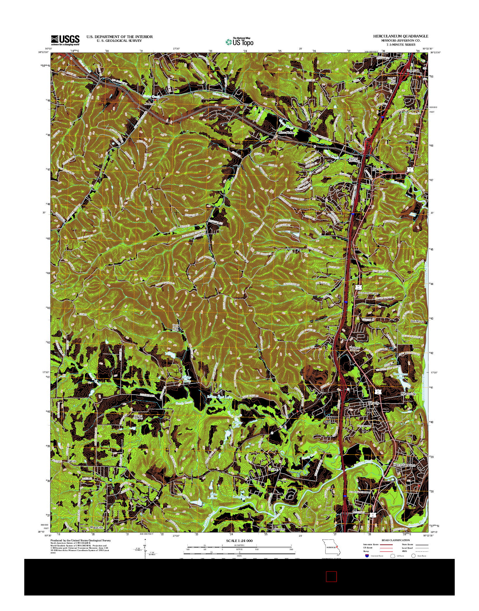 USGS US TOPO 7.5-MINUTE MAP FOR HERCULANEUM, MO 2012