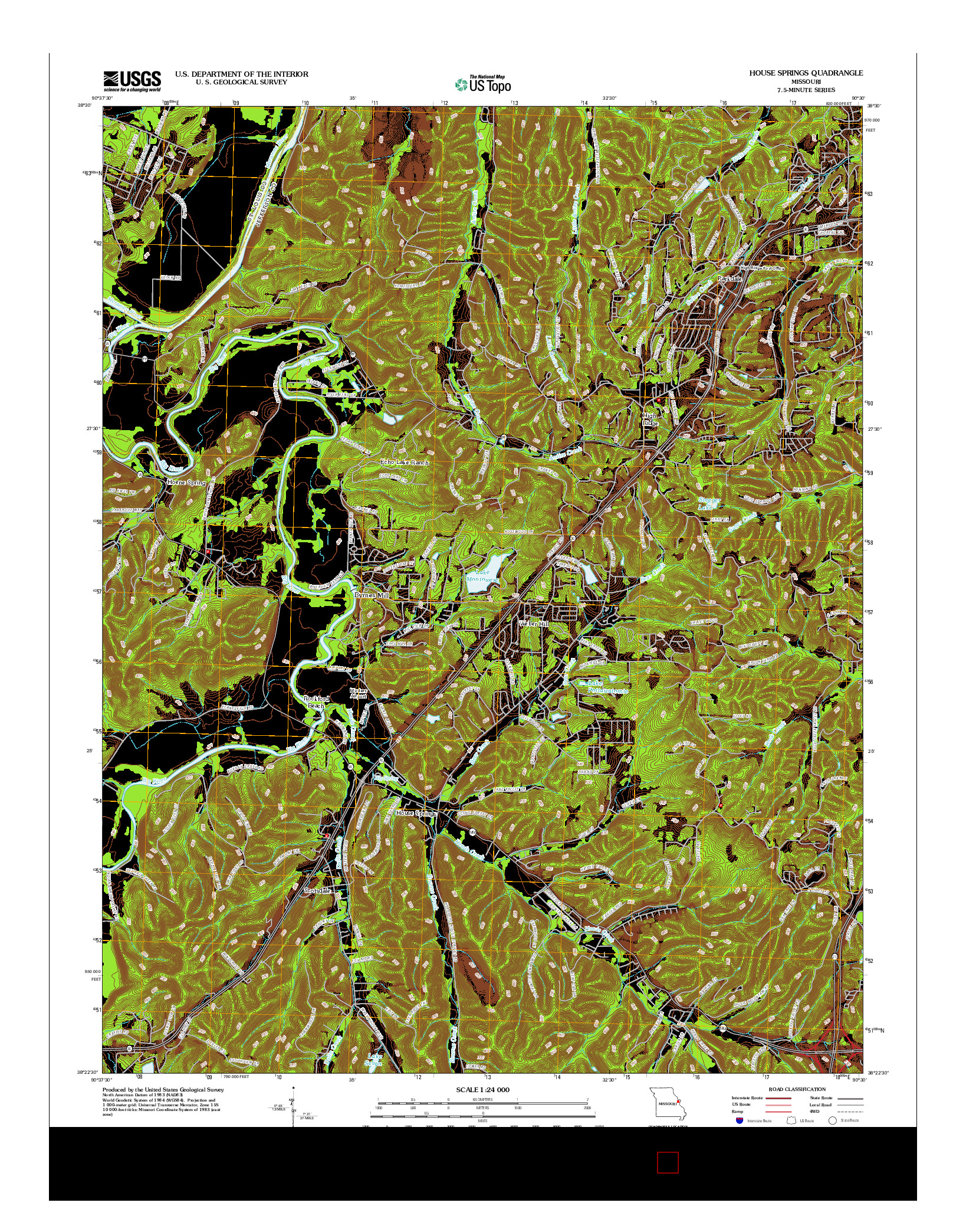 USGS US TOPO 7.5-MINUTE MAP FOR HOUSE SPRINGS, MO 2012