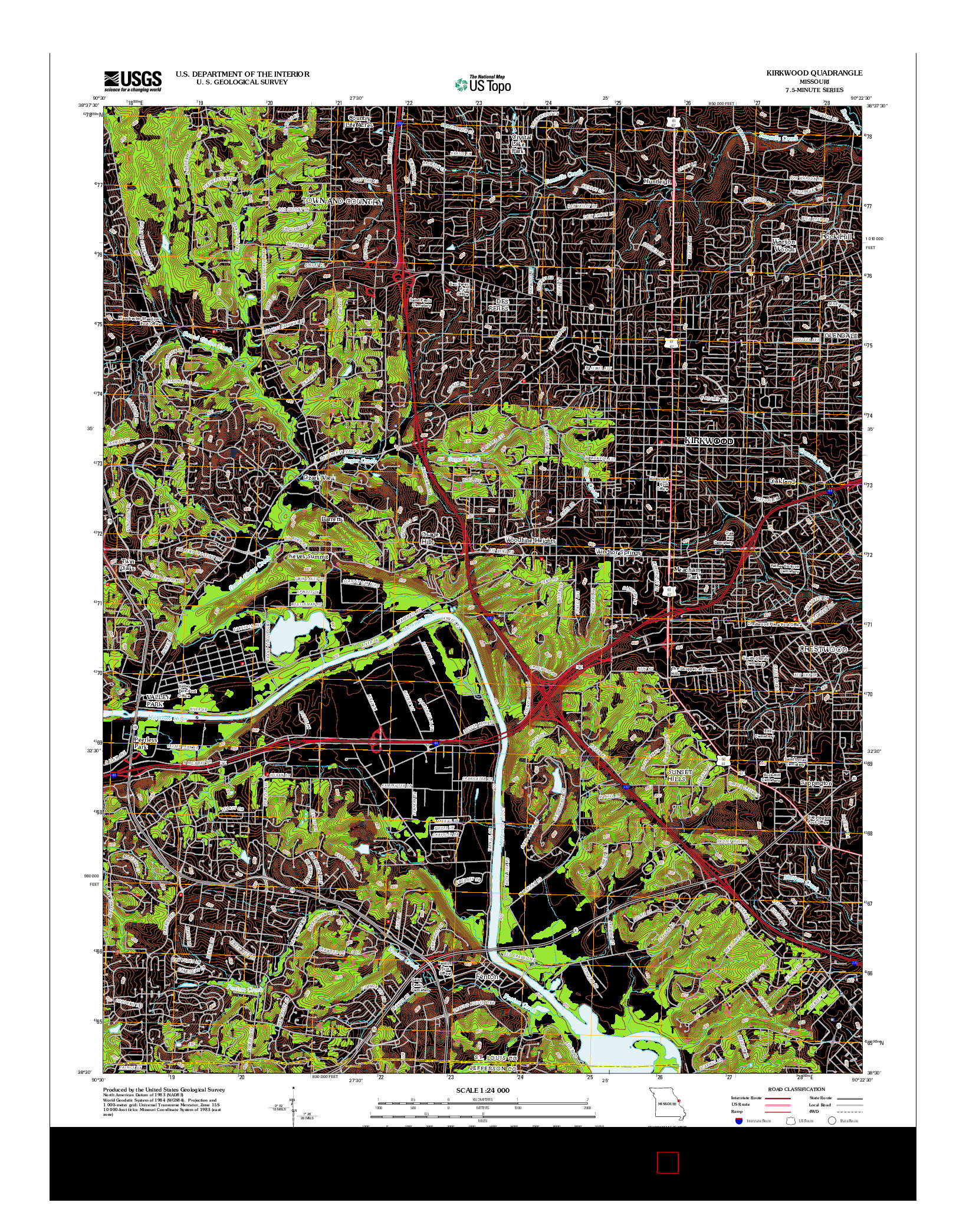 USGS US TOPO 7.5-MINUTE MAP FOR KIRKWOOD, MO 2012