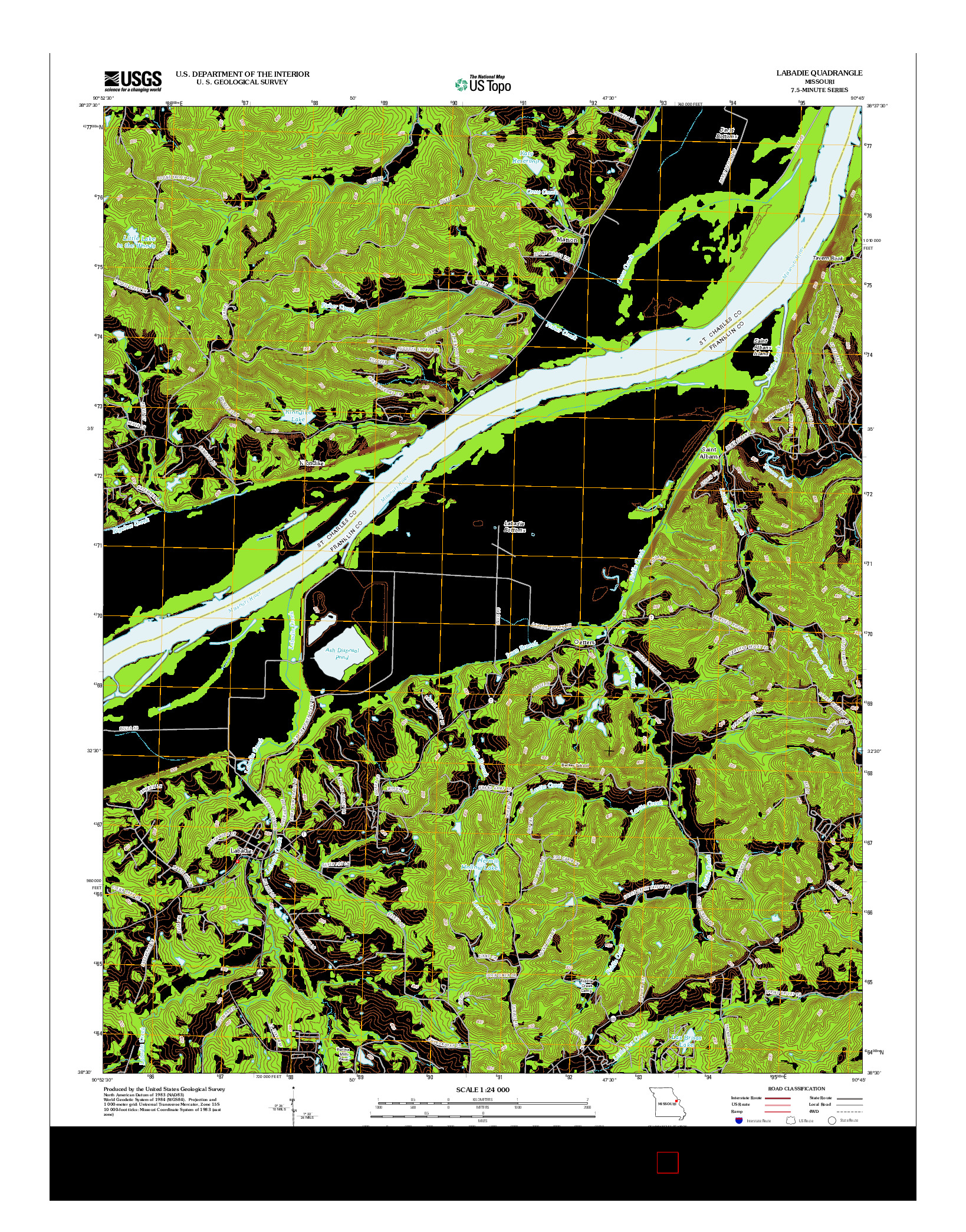 USGS US TOPO 7.5-MINUTE MAP FOR LABADIE, MO 2012