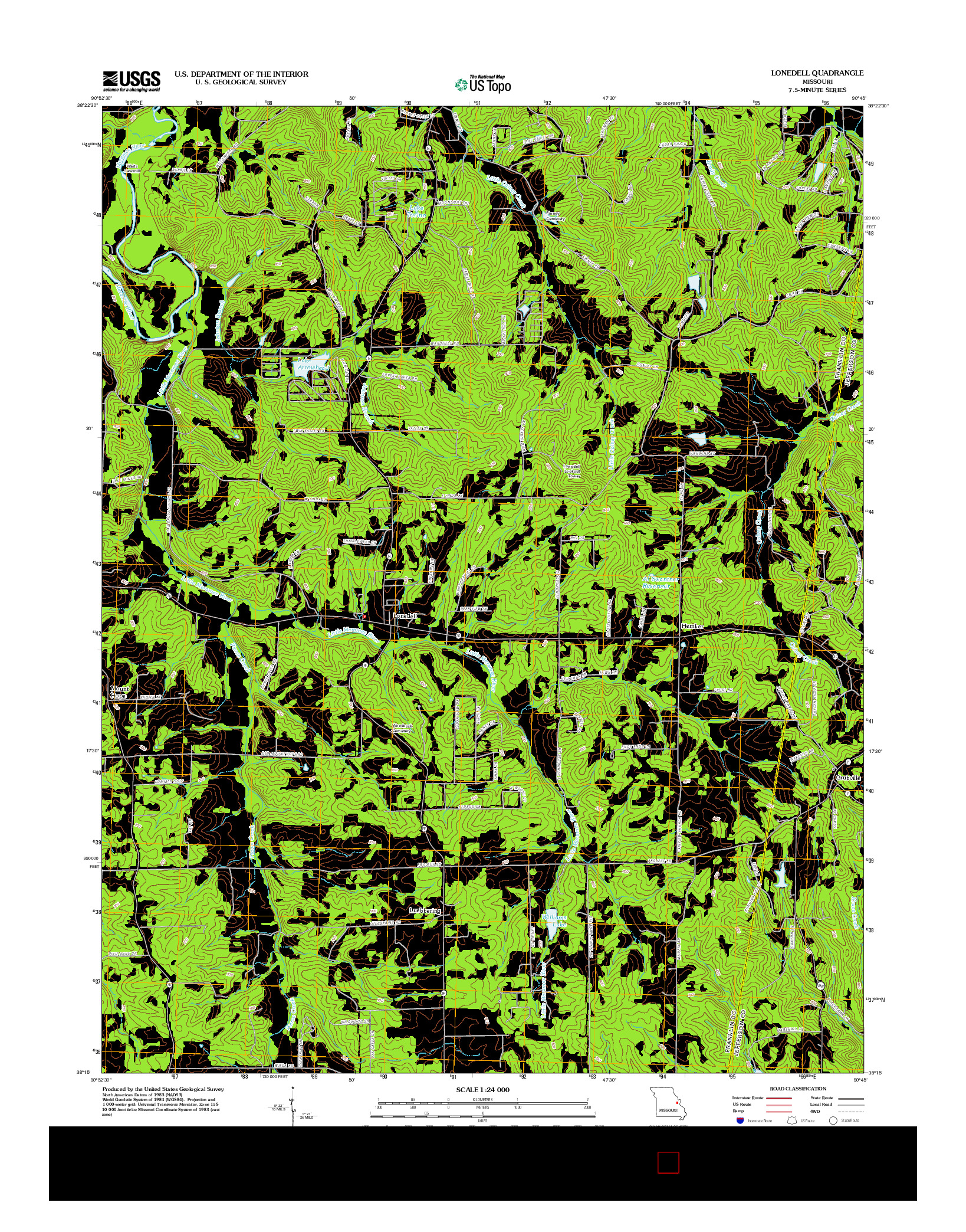 USGS US TOPO 7.5-MINUTE MAP FOR LONEDELL, MO 2012