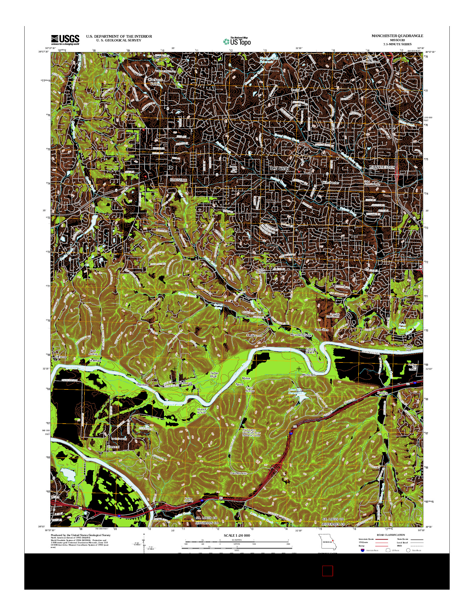 USGS US TOPO 7.5-MINUTE MAP FOR MANCHESTER, MO 2012