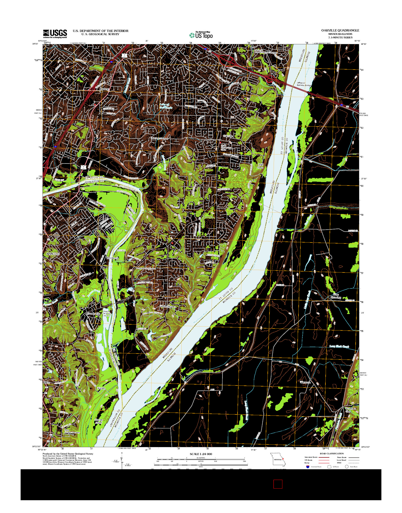 USGS US TOPO 7.5-MINUTE MAP FOR OAKVILLE, MO-IL 2012