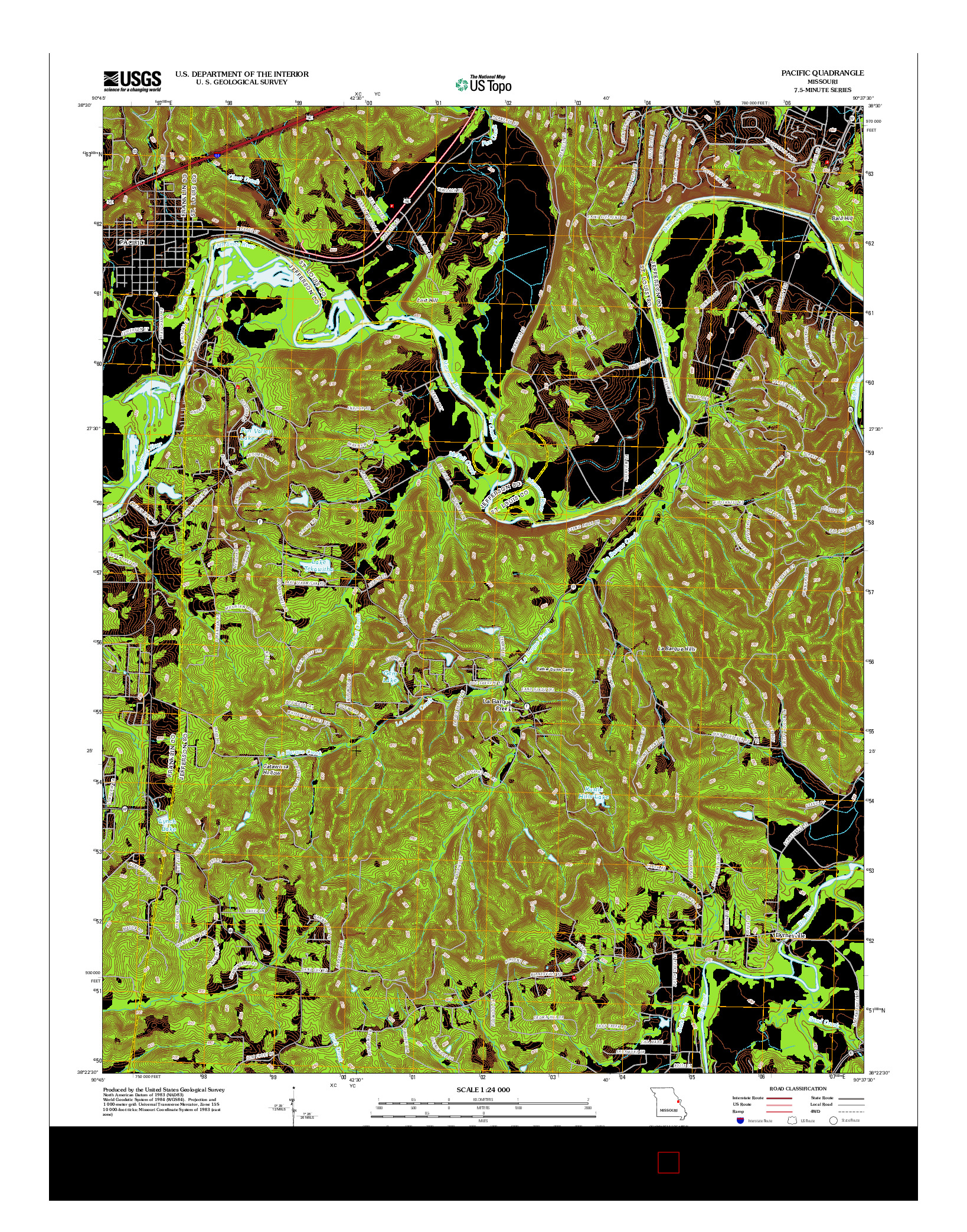 USGS US TOPO 7.5-MINUTE MAP FOR PACIFIC, MO 2012