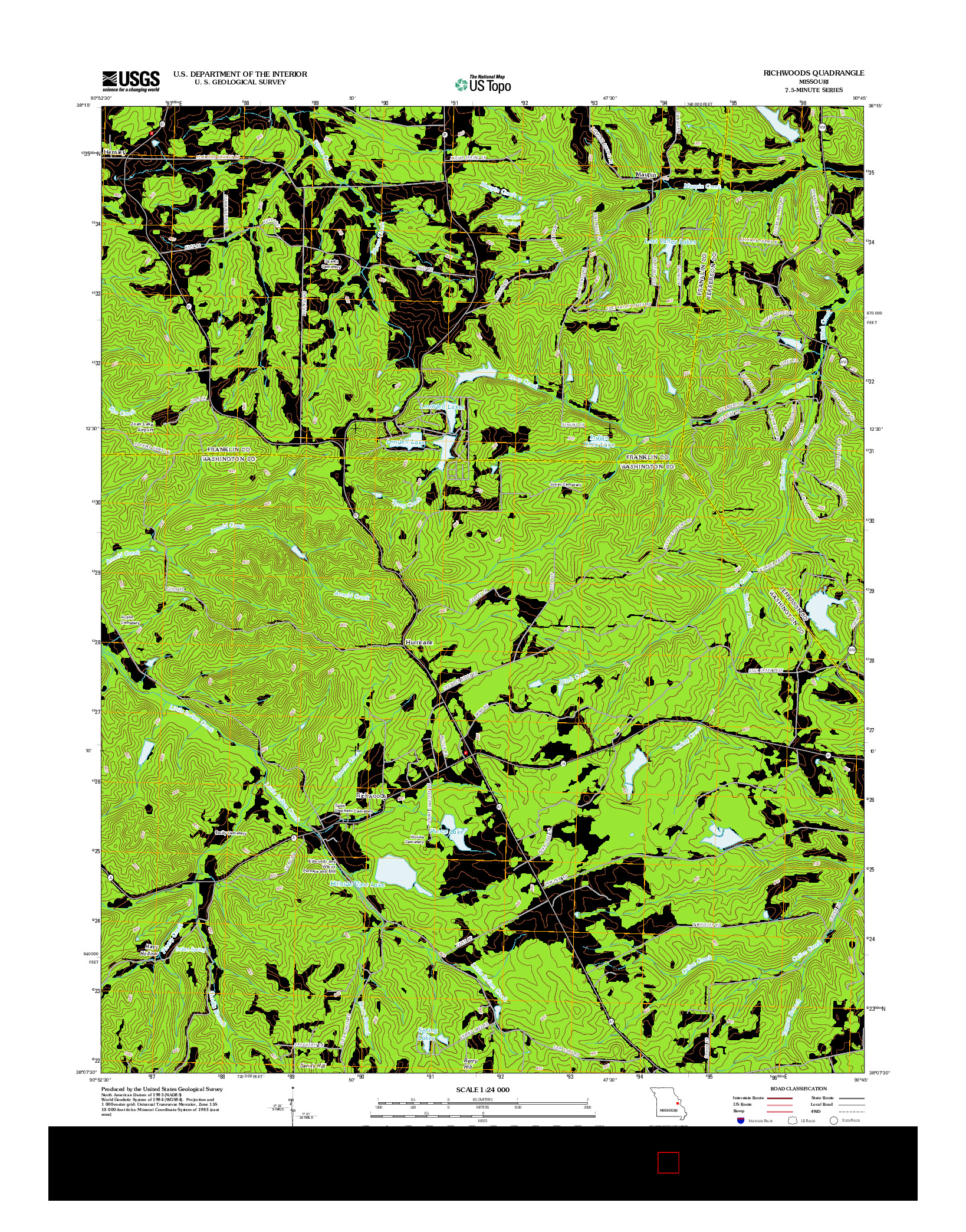 USGS US TOPO 7.5-MINUTE MAP FOR RICHWOODS, MO 2012