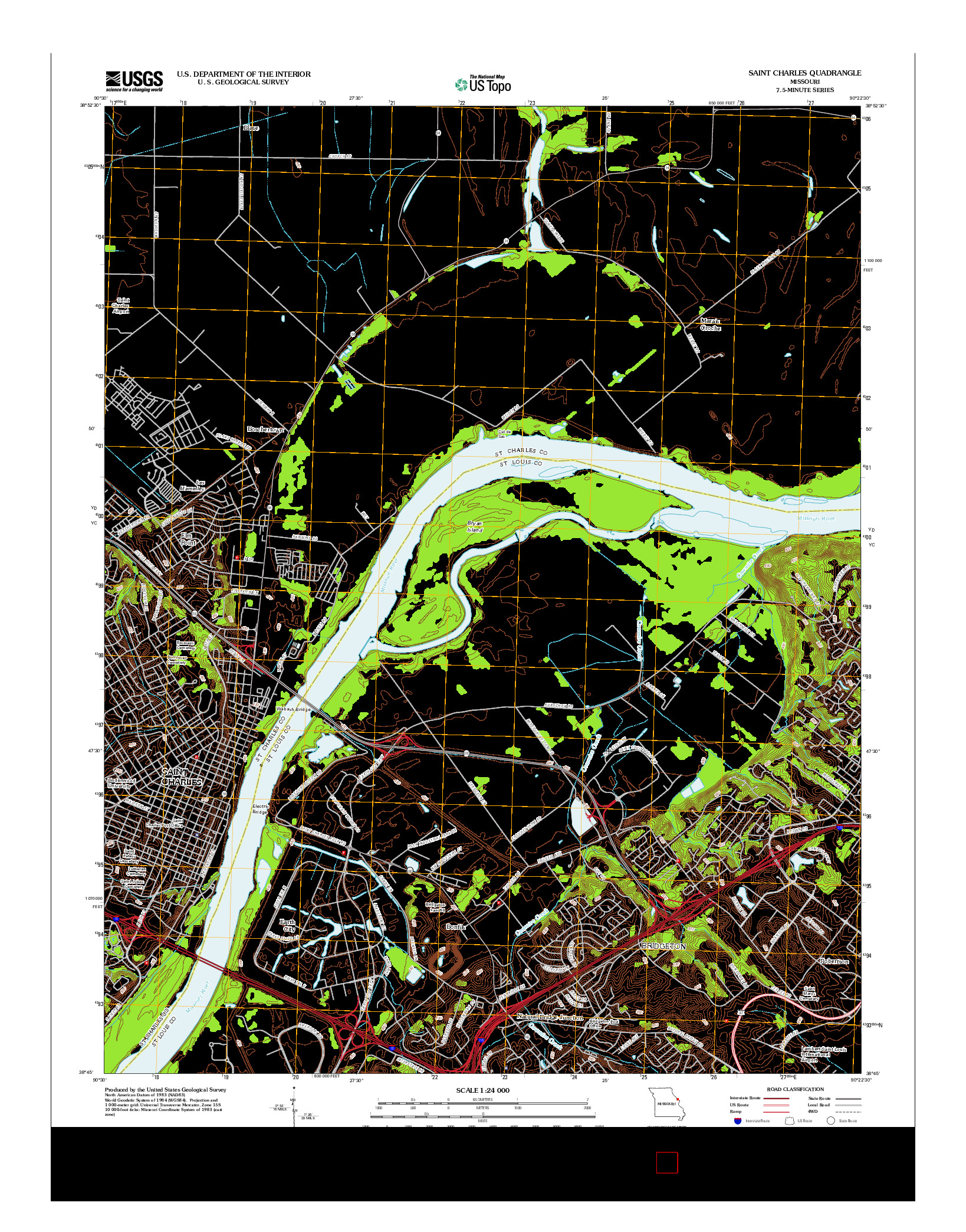 USGS US TOPO 7.5-MINUTE MAP FOR SAINT CHARLES, MO 2012