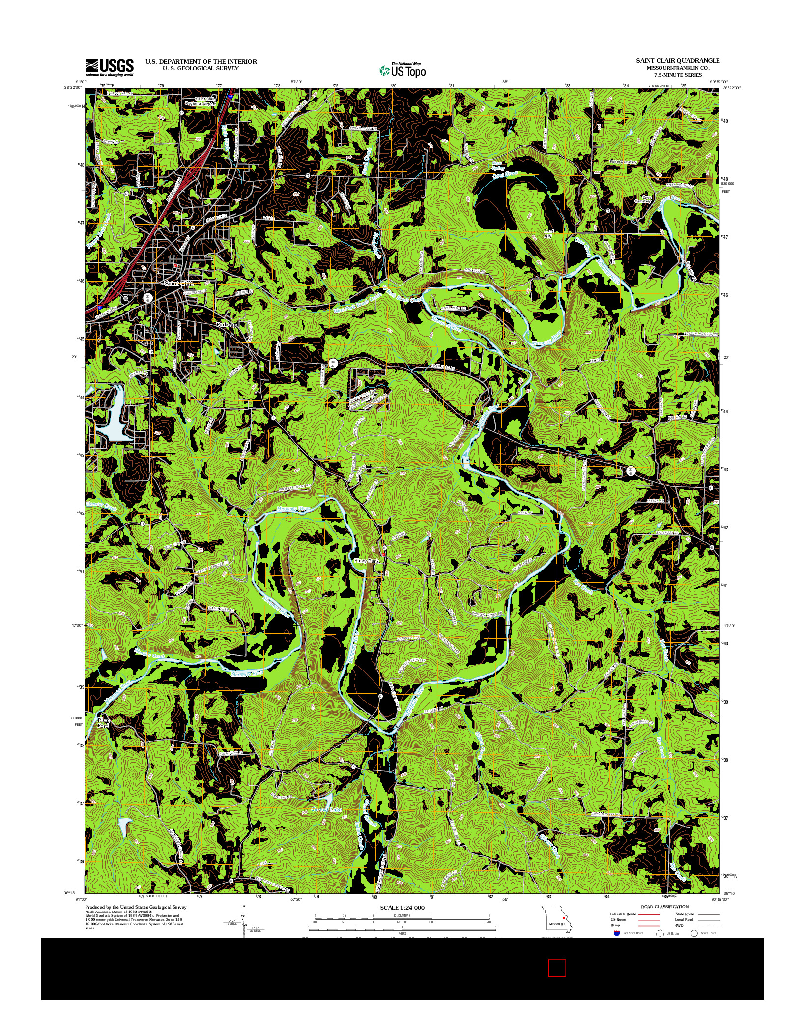 USGS US TOPO 7.5-MINUTE MAP FOR SAINT CLAIR, MO 2012