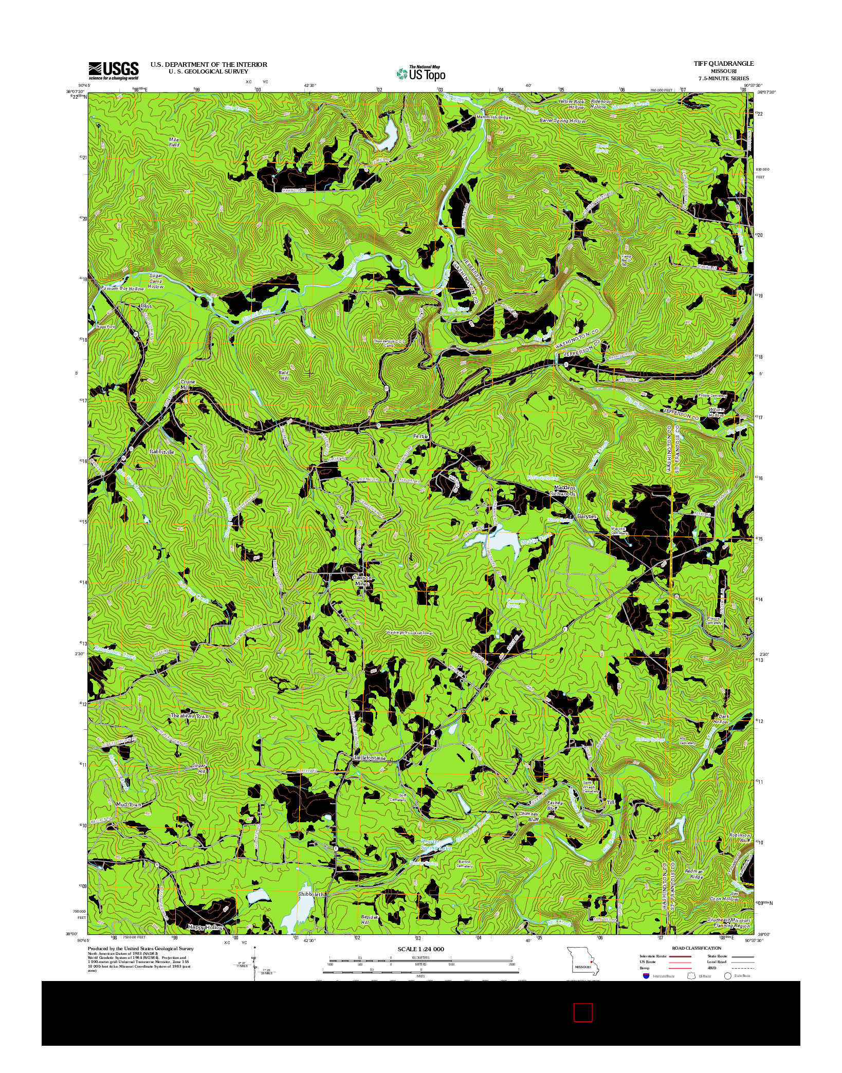 USGS US TOPO 7.5-MINUTE MAP FOR TIFF, MO 2012