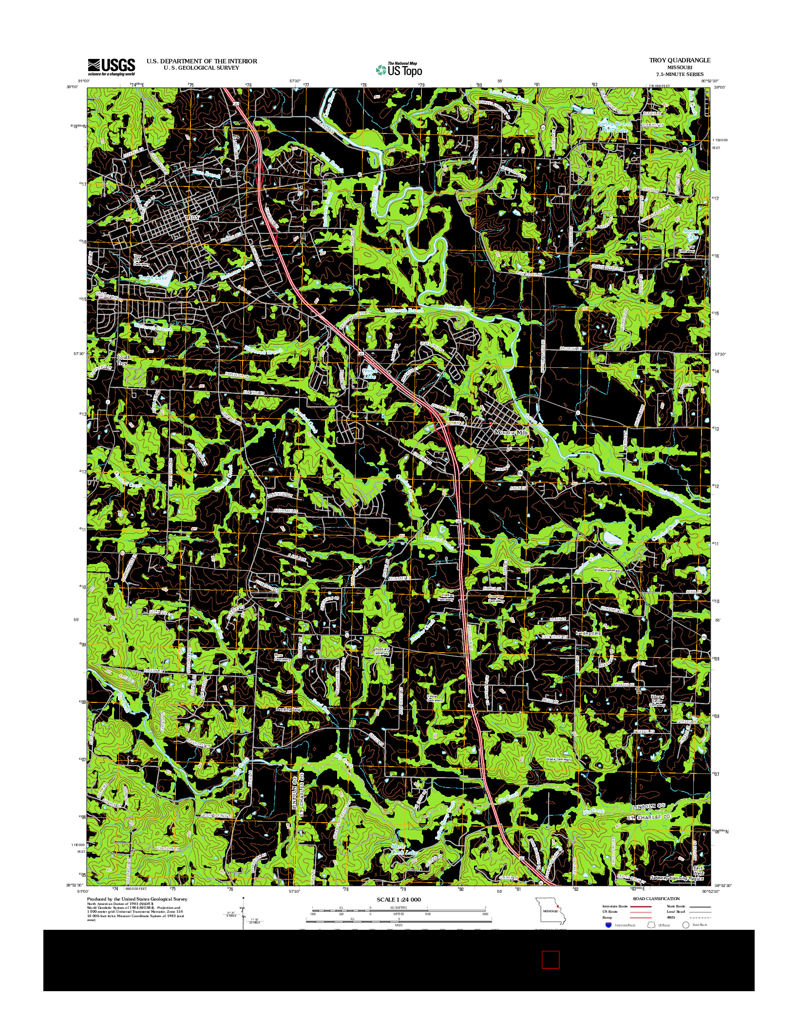 USGS US TOPO 7.5-MINUTE MAP FOR TROY, MO 2012