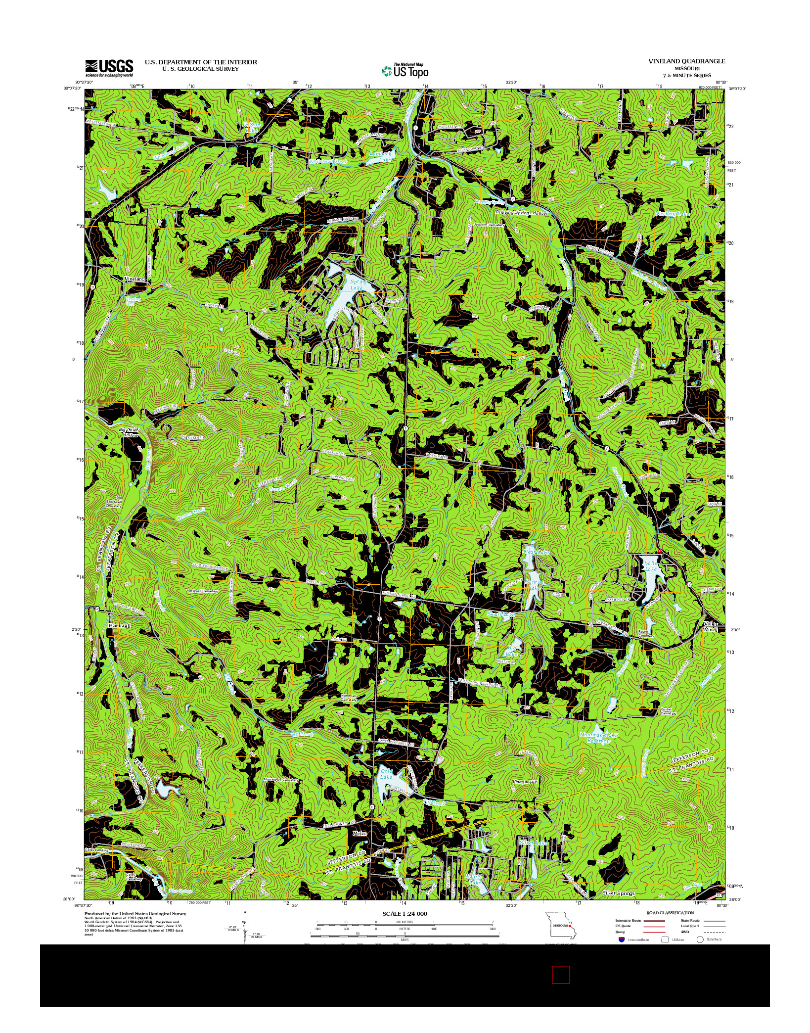 USGS US TOPO 7.5-MINUTE MAP FOR VINELAND, MO 2012