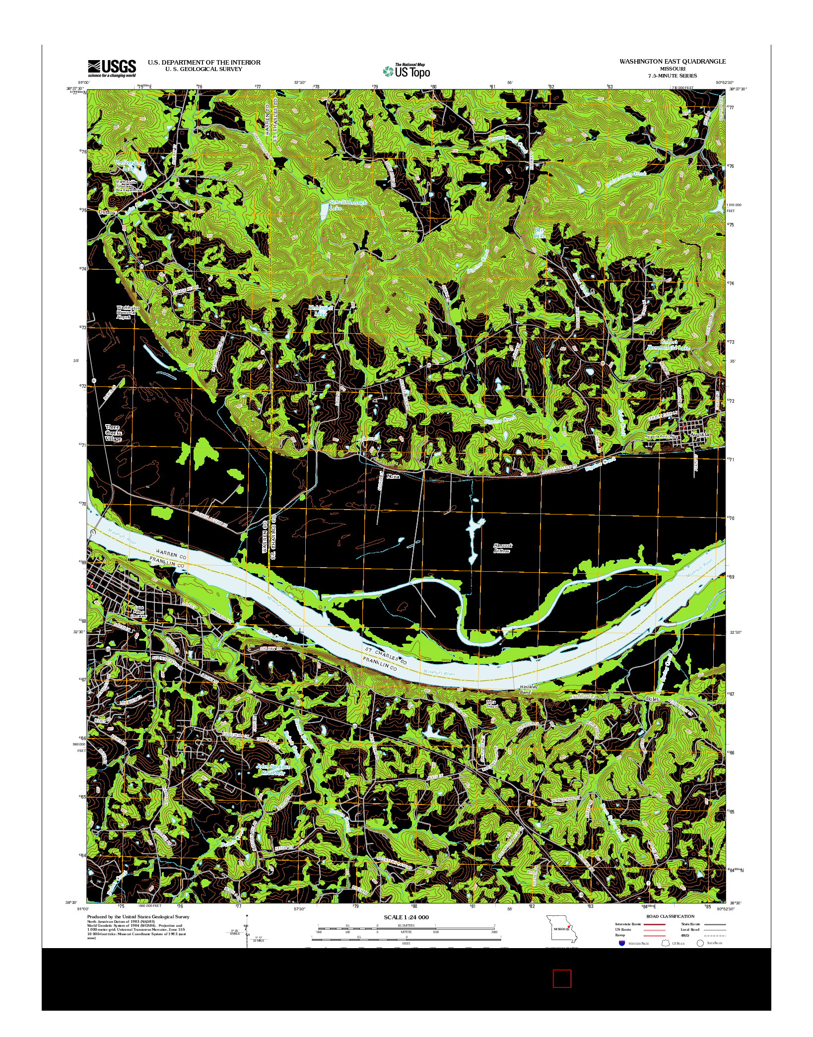 USGS US TOPO 7.5-MINUTE MAP FOR WASHINGTON EAST, MO 2012