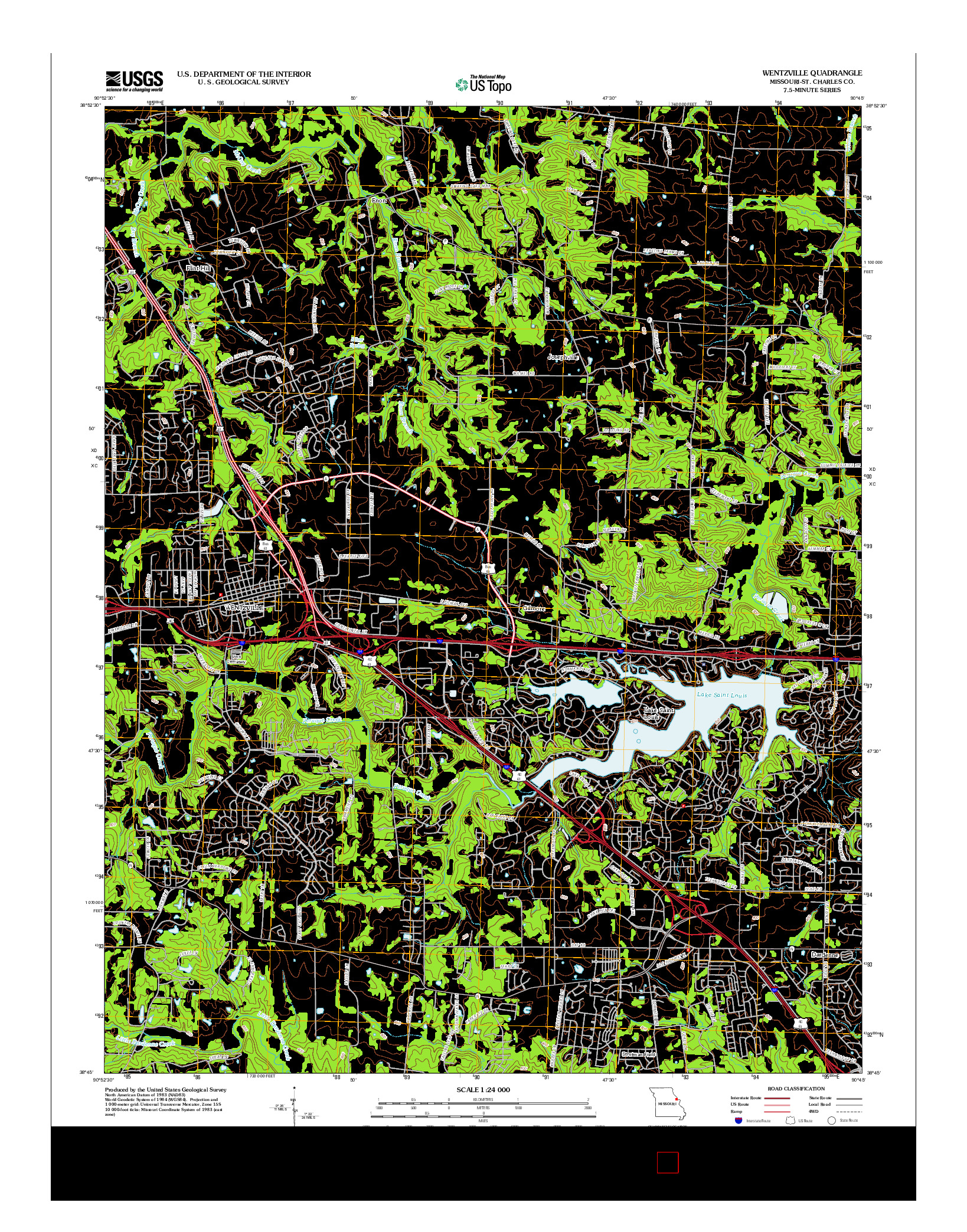 USGS US TOPO 7.5-MINUTE MAP FOR WENTZVILLE, MO 2012