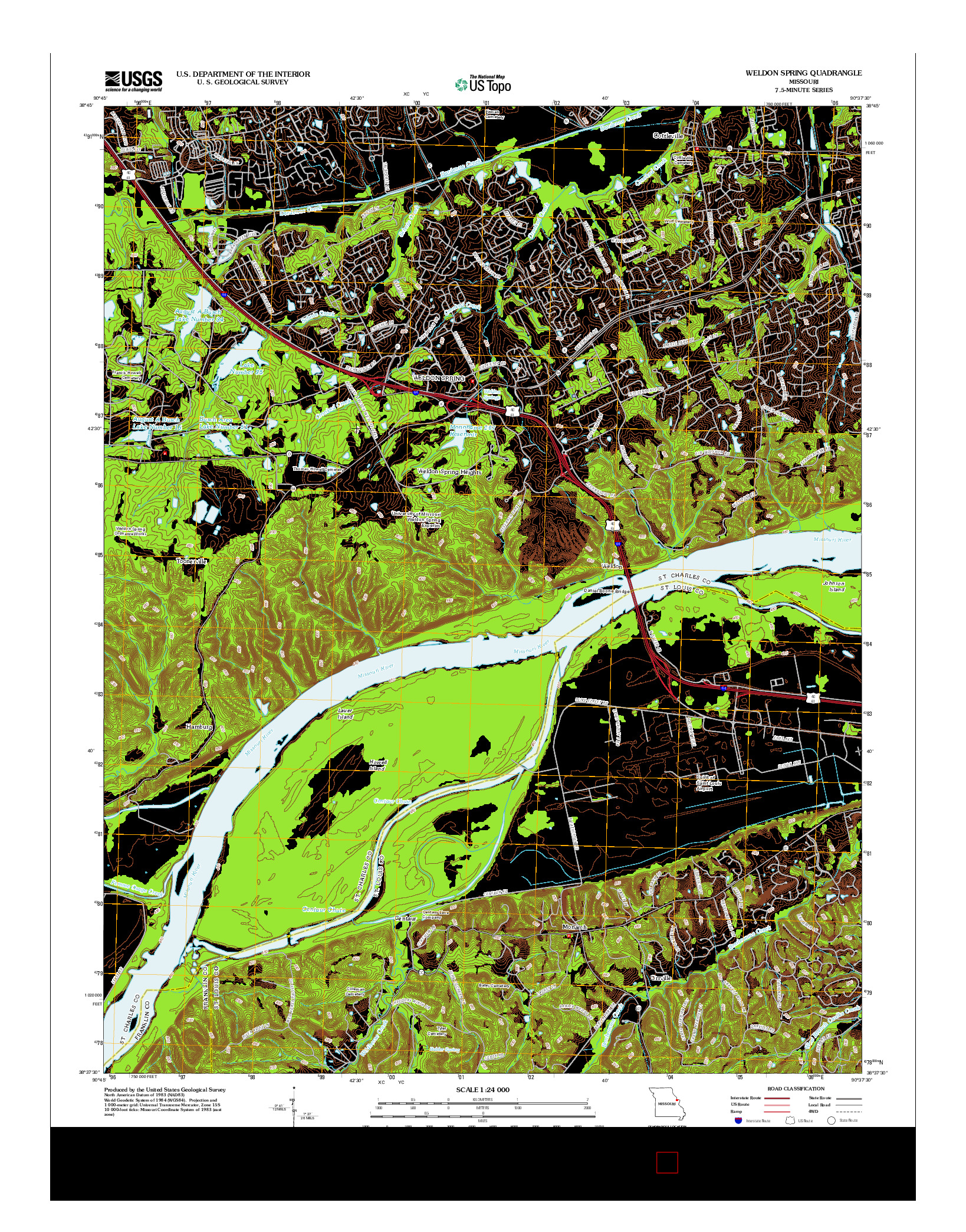 USGS US TOPO 7.5-MINUTE MAP FOR WELDON SPRING, MO 2012