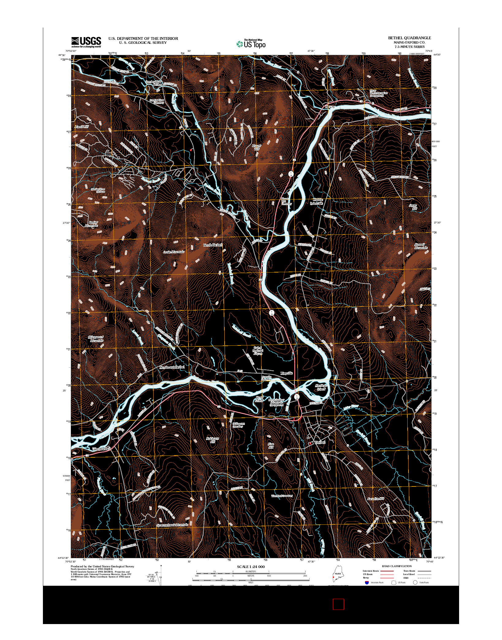 USGS US TOPO 7.5-MINUTE MAP FOR BETHEL, ME 2012