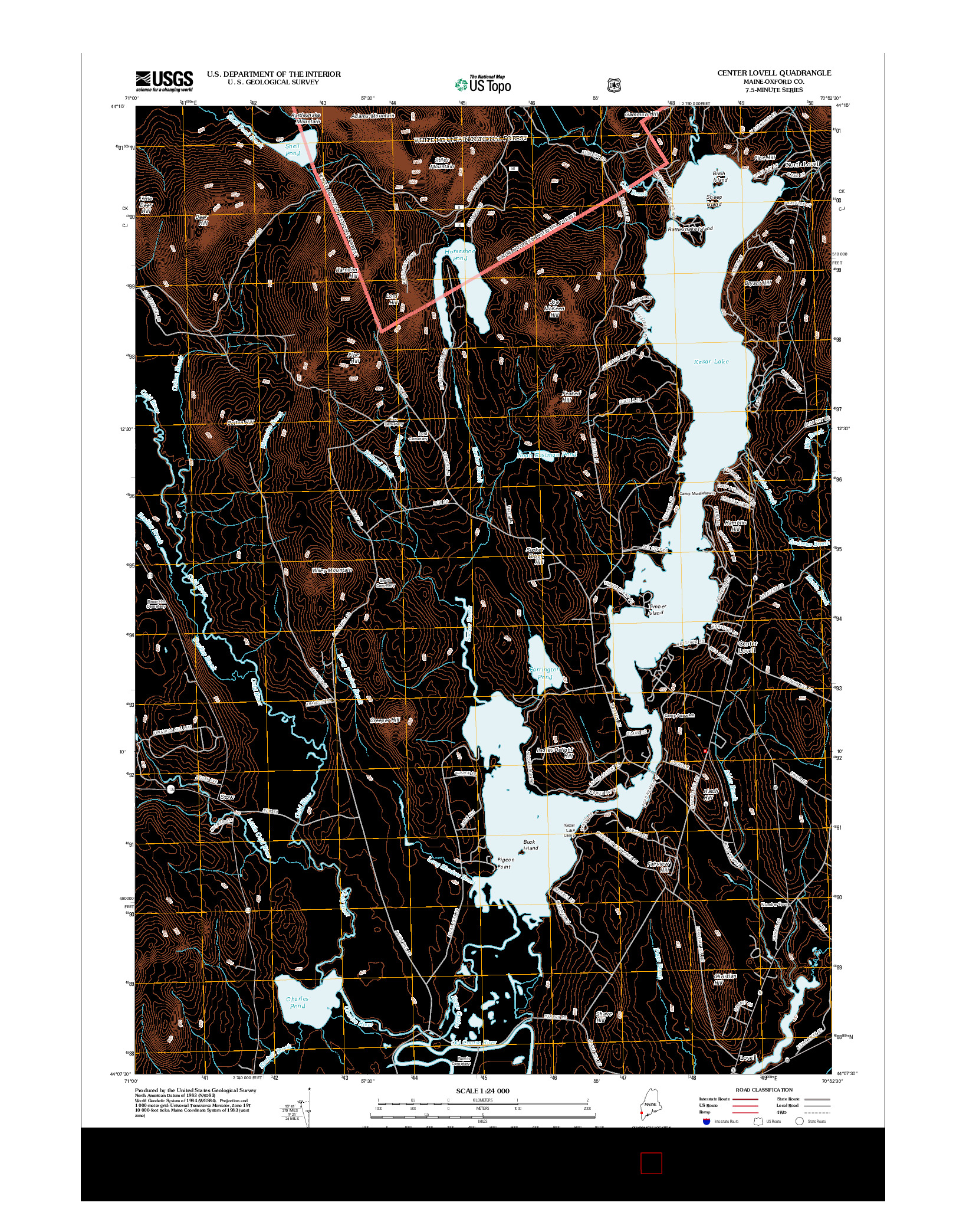 USGS US TOPO 7.5-MINUTE MAP FOR CENTER LOVELL, ME 2012