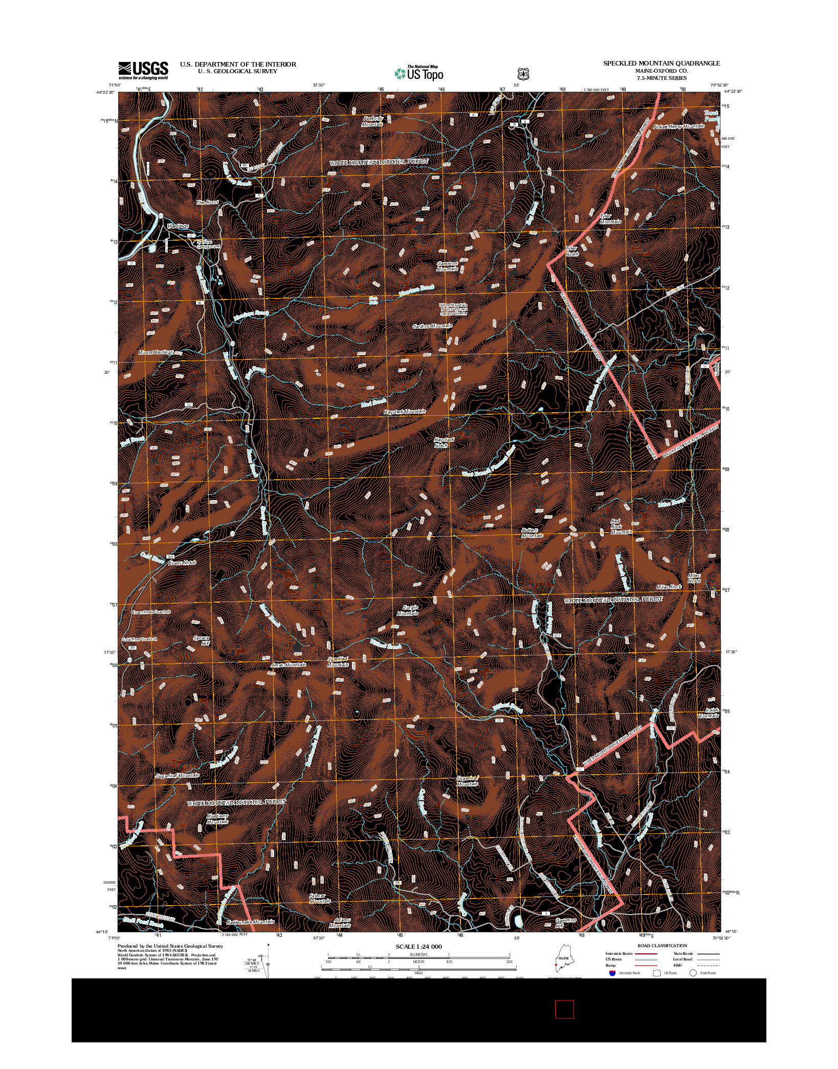 USGS US TOPO 7.5-MINUTE MAP FOR SPECKLED MOUNTAIN, ME 2012