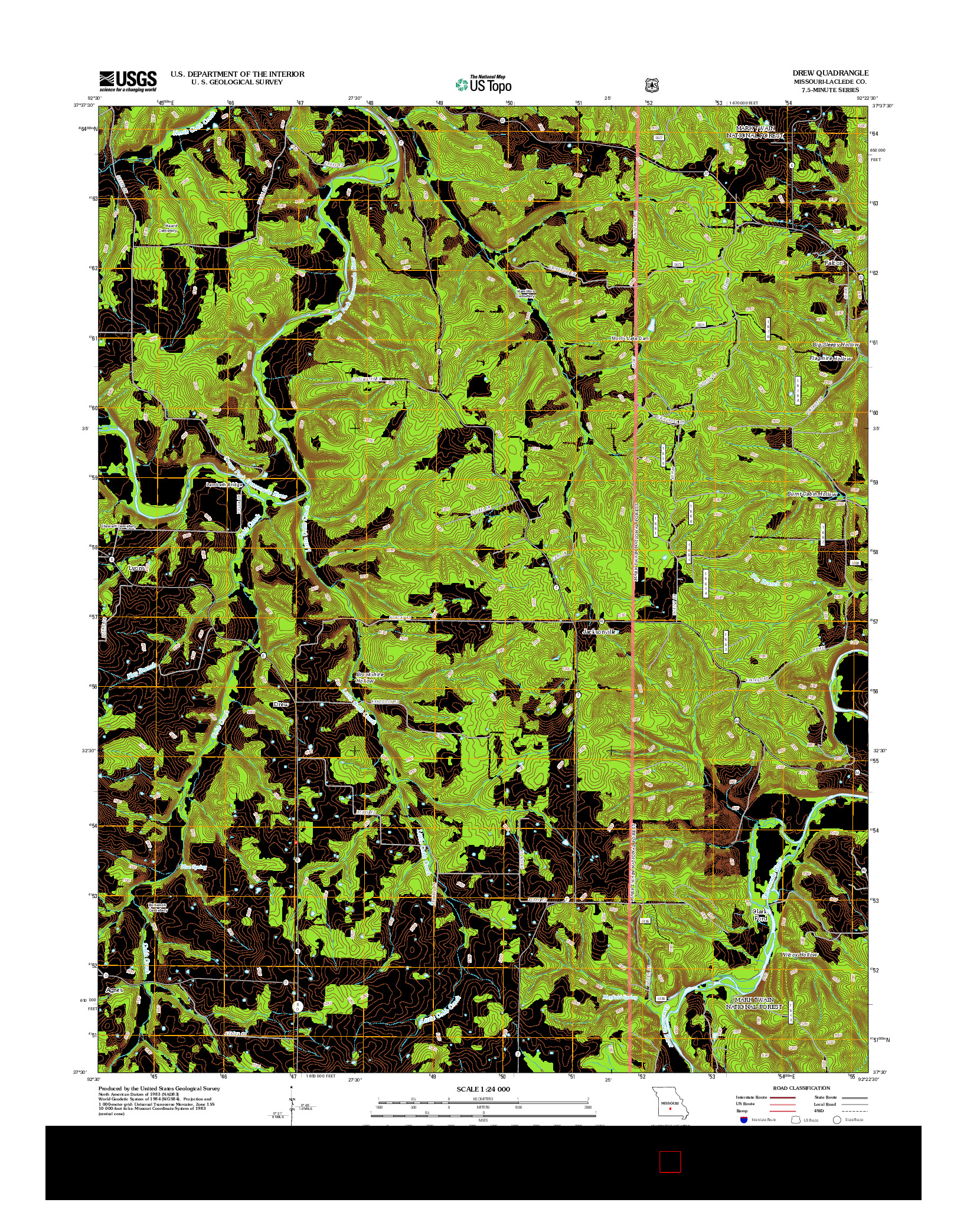 USGS US TOPO 7.5-MINUTE MAP FOR DREW, MO 2012