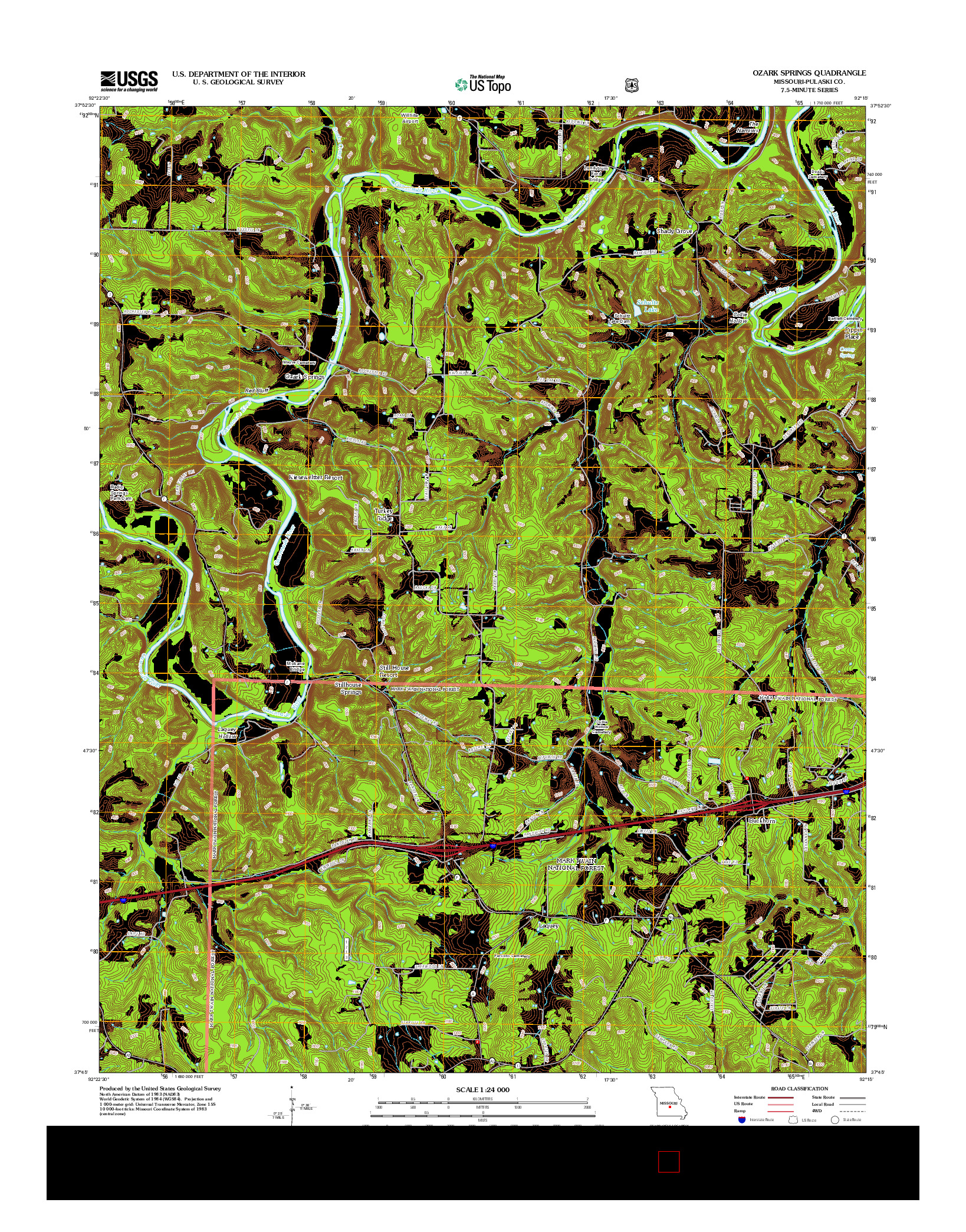 USGS US TOPO 7.5-MINUTE MAP FOR OZARK SPRINGS, MO 2012