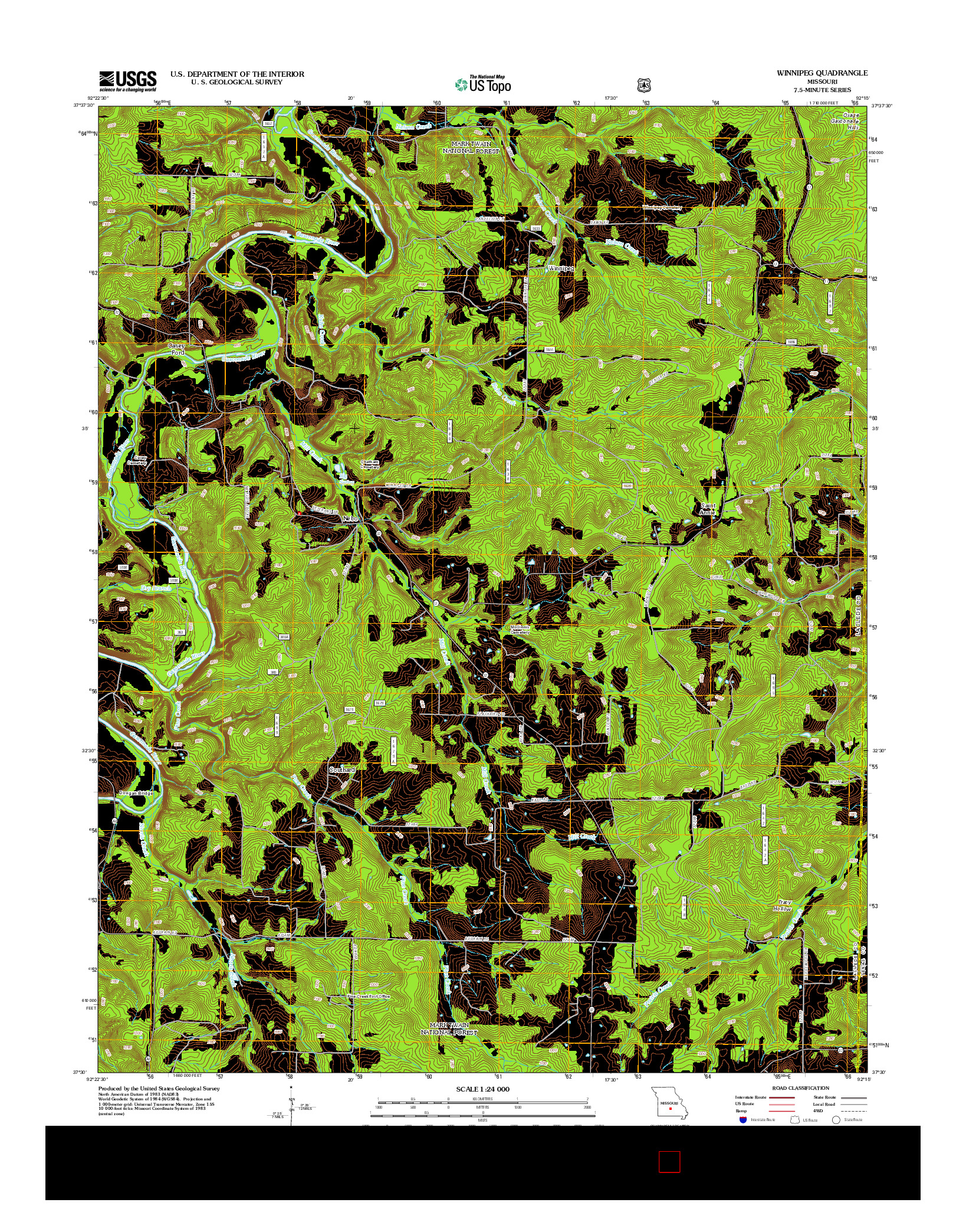 USGS US TOPO 7.5-MINUTE MAP FOR WINNIPEG, MO 2012