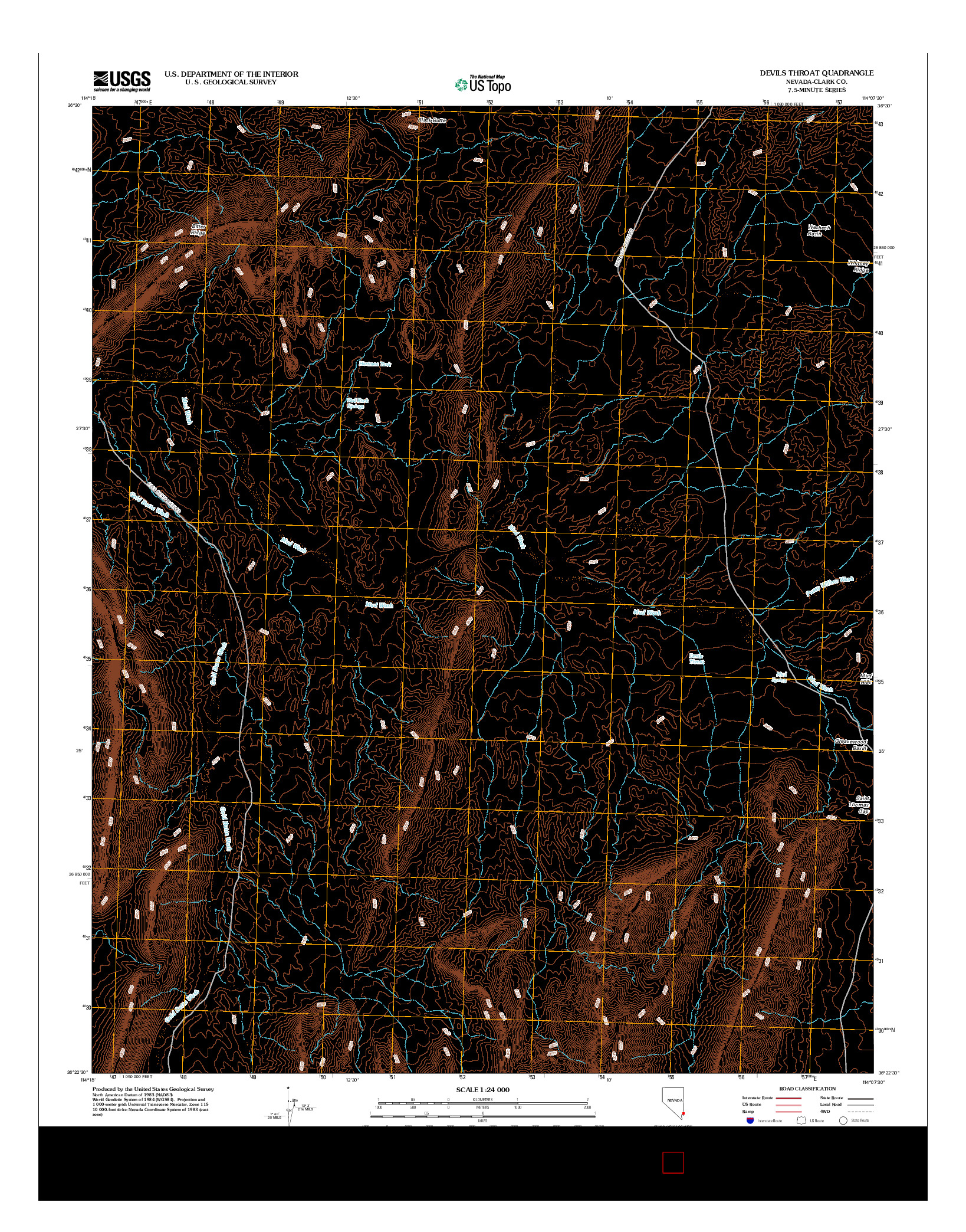 USGS US TOPO 7.5-MINUTE MAP FOR DEVILS THROAT, NV 2012