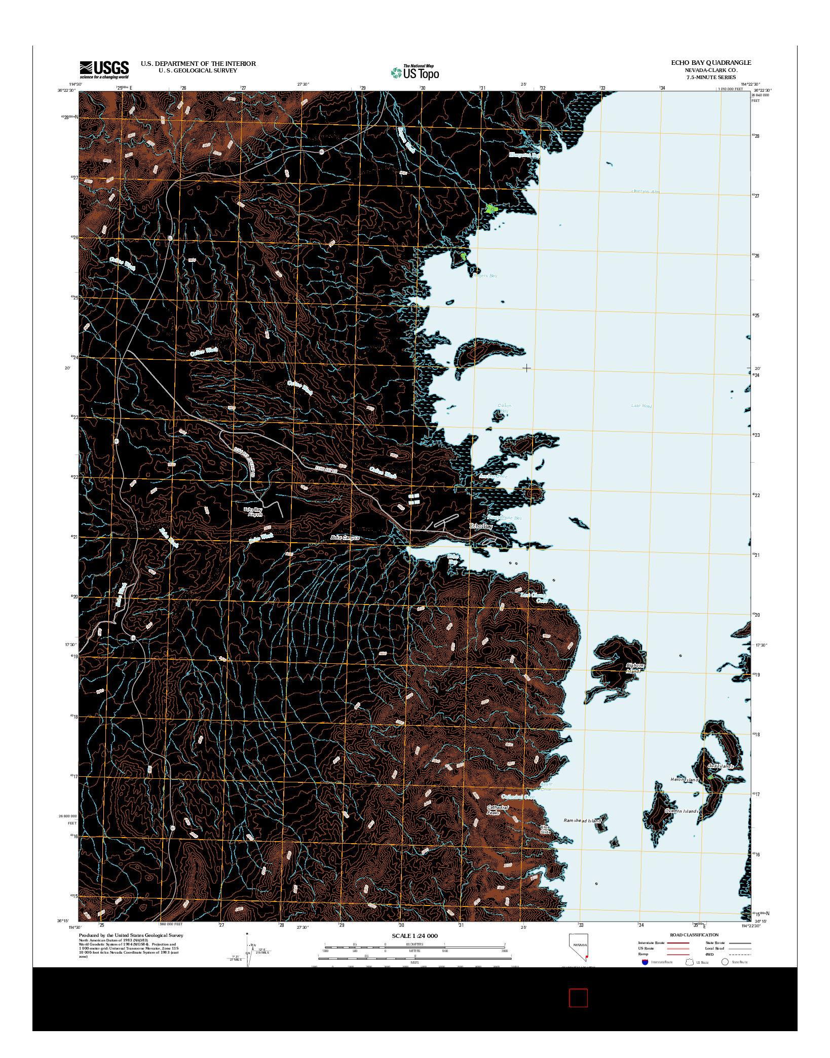 USGS US TOPO 7.5-MINUTE MAP FOR ECHO BAY, NV 2012