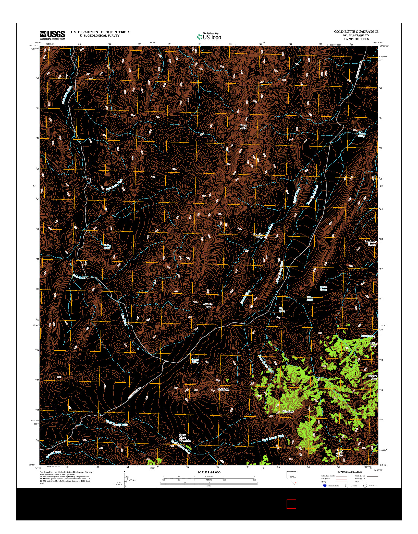 USGS US TOPO 7.5-MINUTE MAP FOR GOLD BUTTE, NV 2012