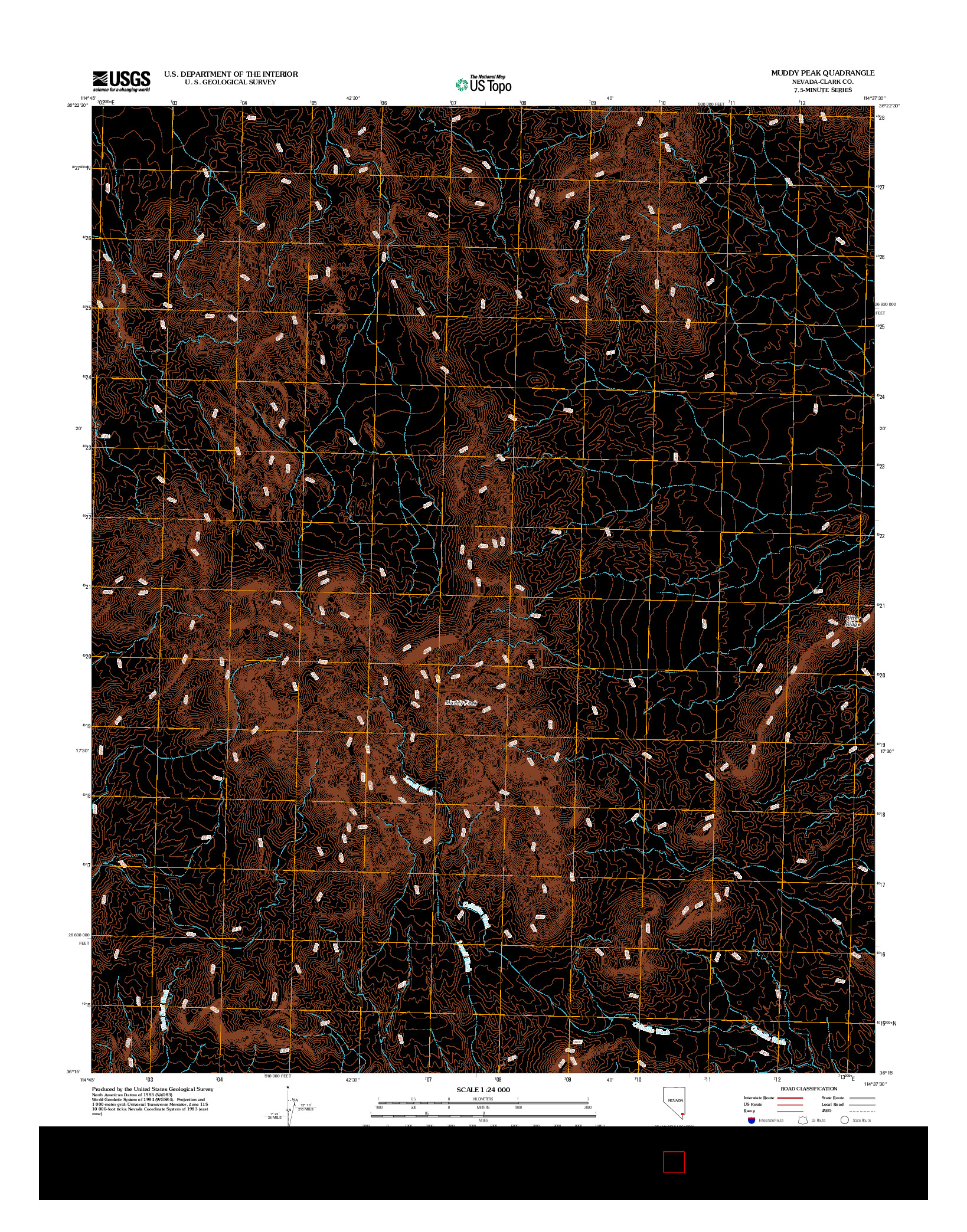 USGS US TOPO 7.5-MINUTE MAP FOR MUDDY PEAK, NV 2012