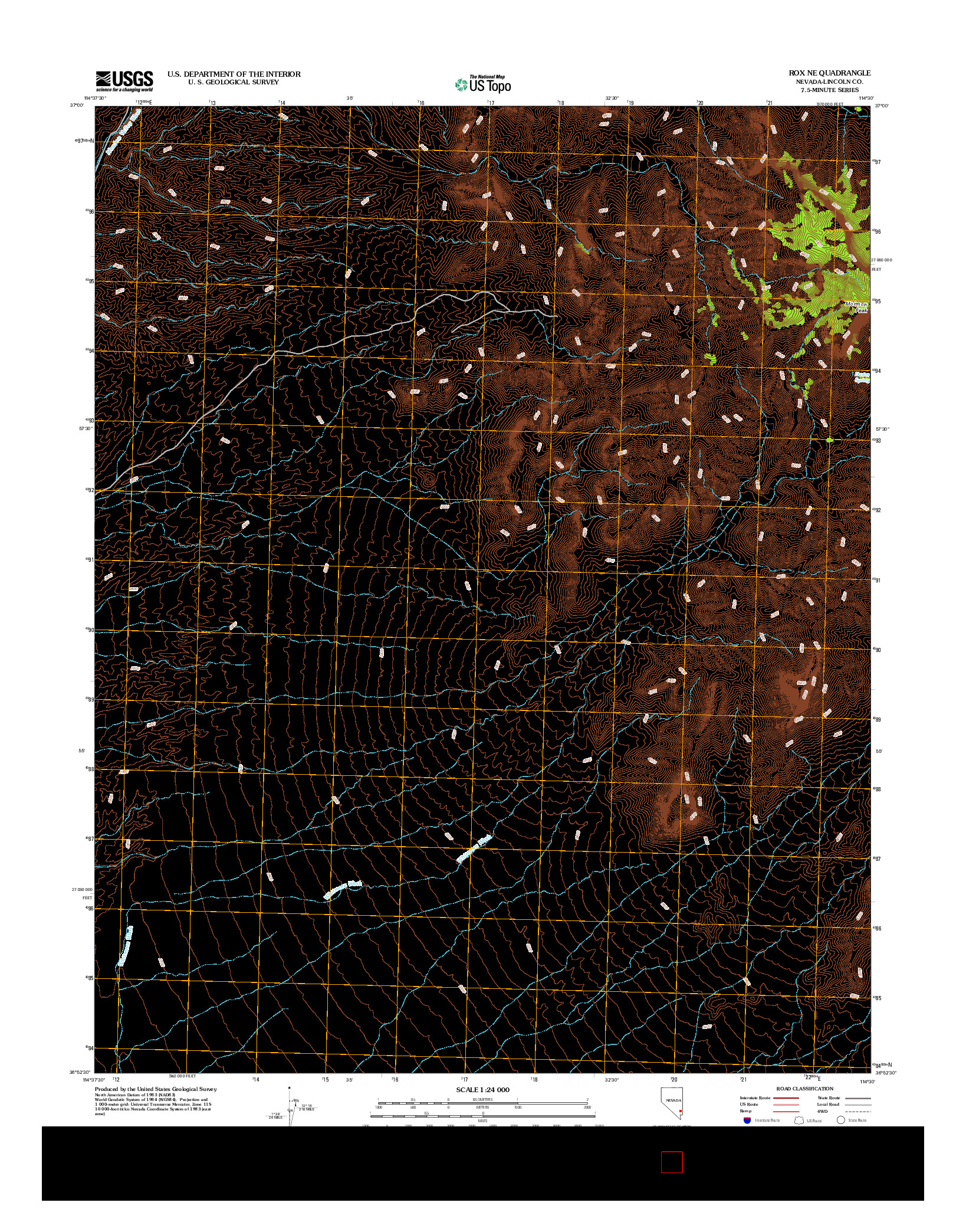 USGS US TOPO 7.5-MINUTE MAP FOR ROX NE, NV 2012