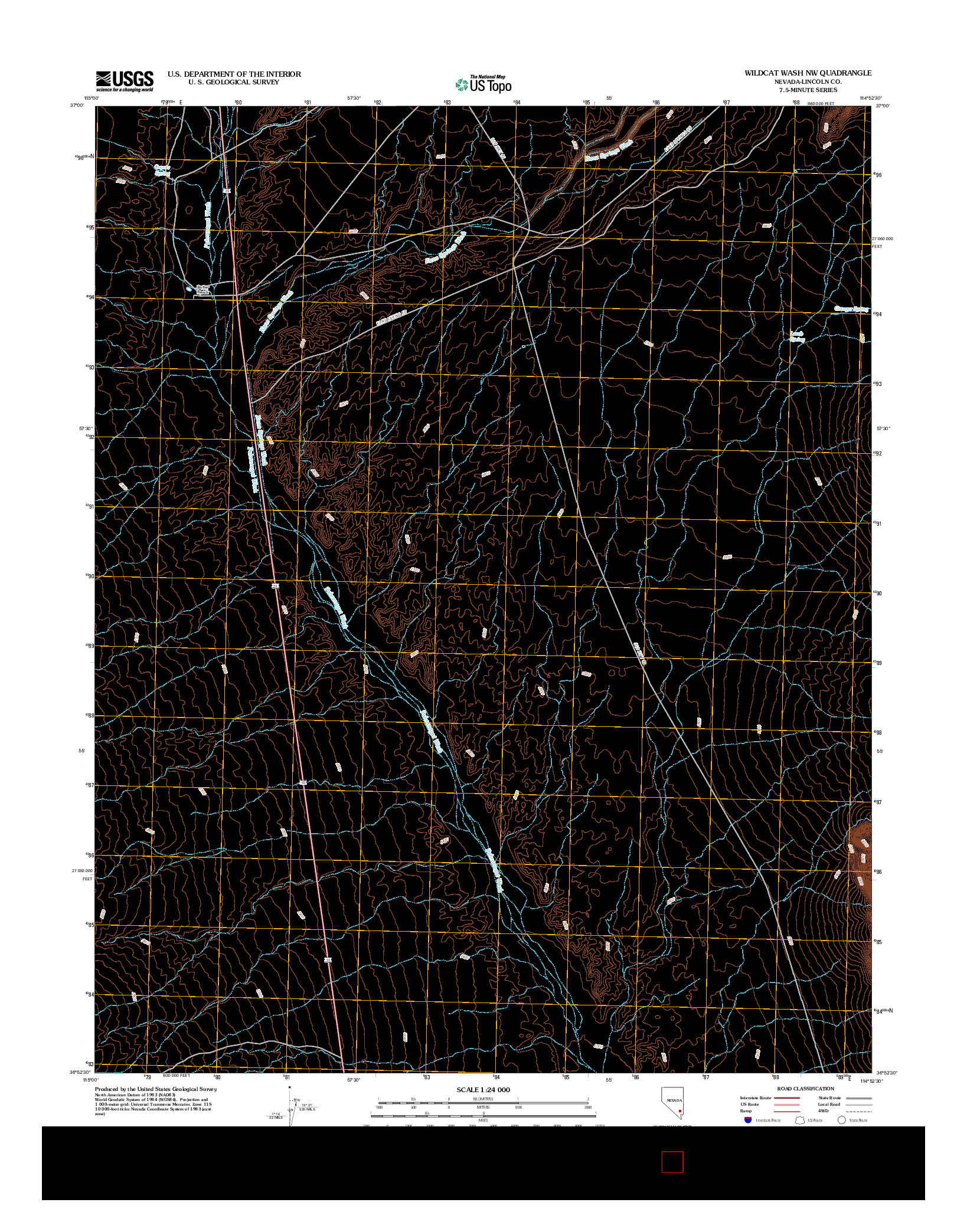 USGS US TOPO 7.5-MINUTE MAP FOR WILDCAT WASH NW, NV 2012