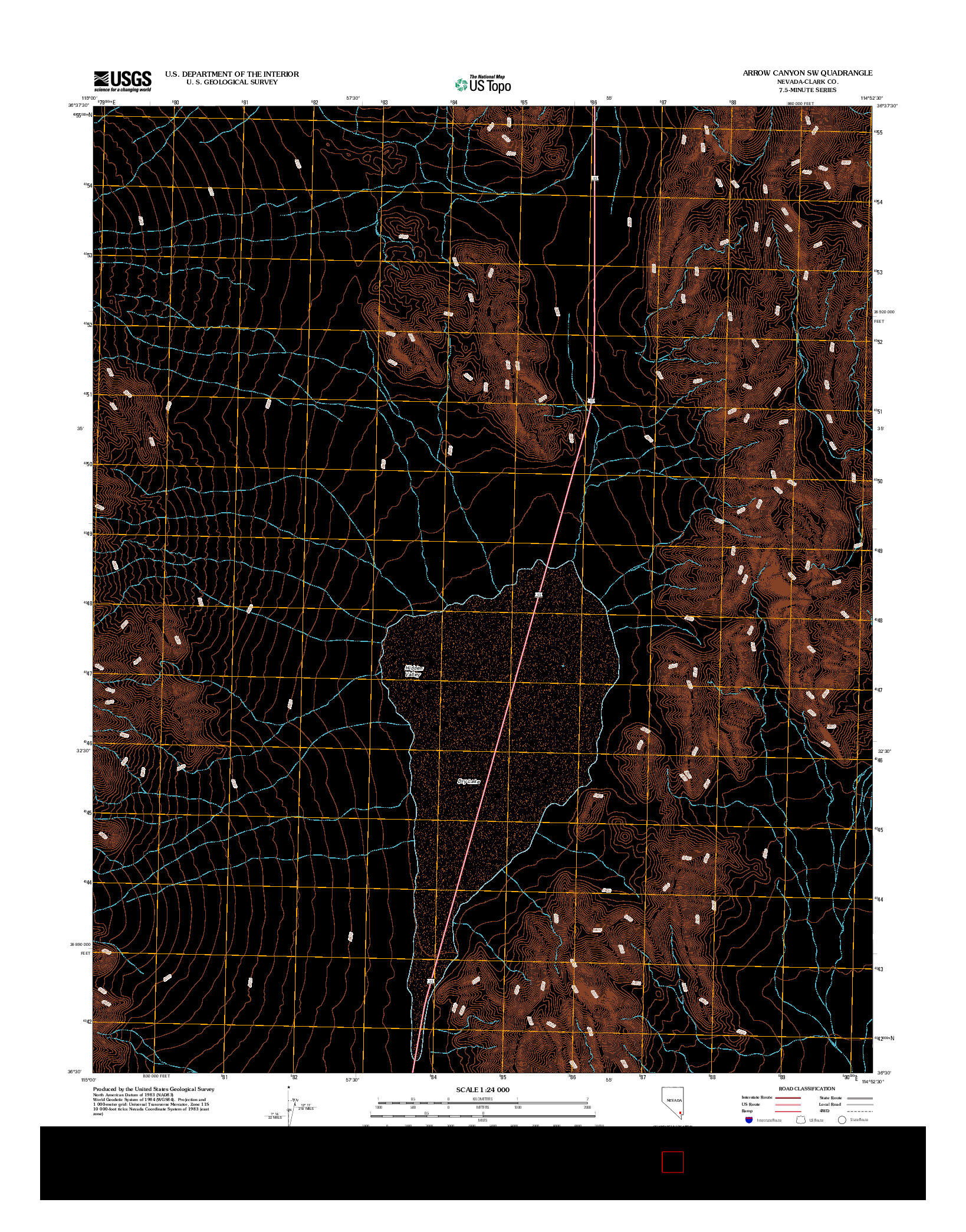 USGS US TOPO 7.5-MINUTE MAP FOR ARROW CANYON SW, NV 2012