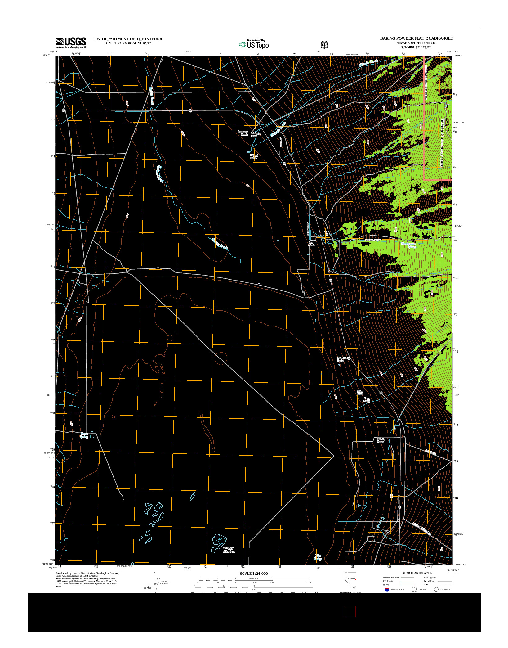 USGS US TOPO 7.5-MINUTE MAP FOR BAKING POWDER FLAT, NV 2012