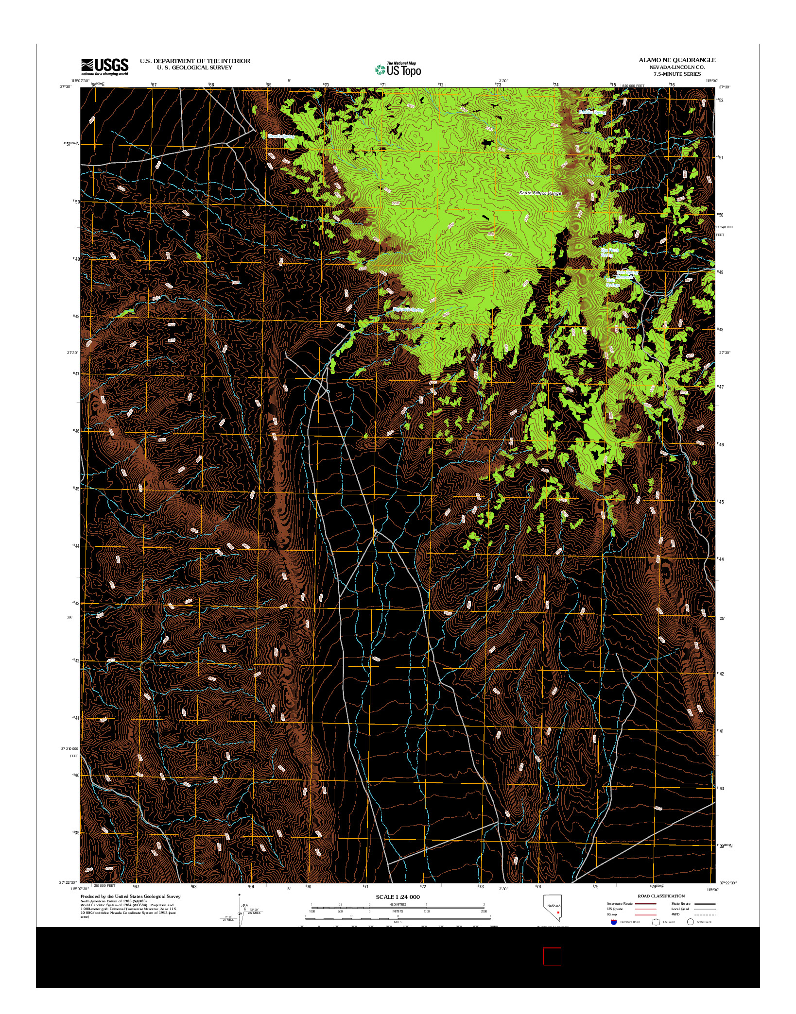 USGS US TOPO 7.5-MINUTE MAP FOR ALAMO NE, NV 2012
