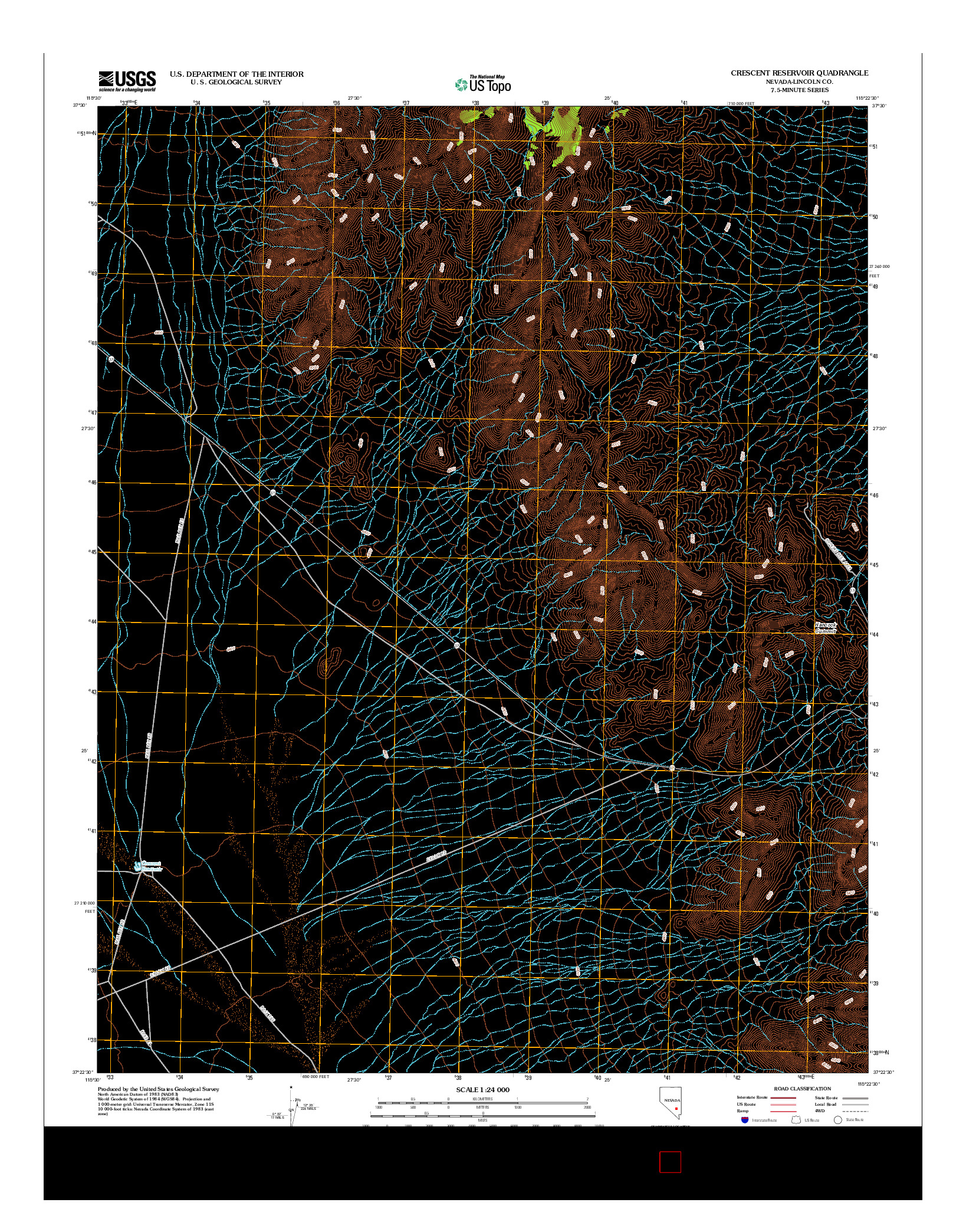 USGS US TOPO 7.5-MINUTE MAP FOR CRESCENT RESERVOIR, NV 2012