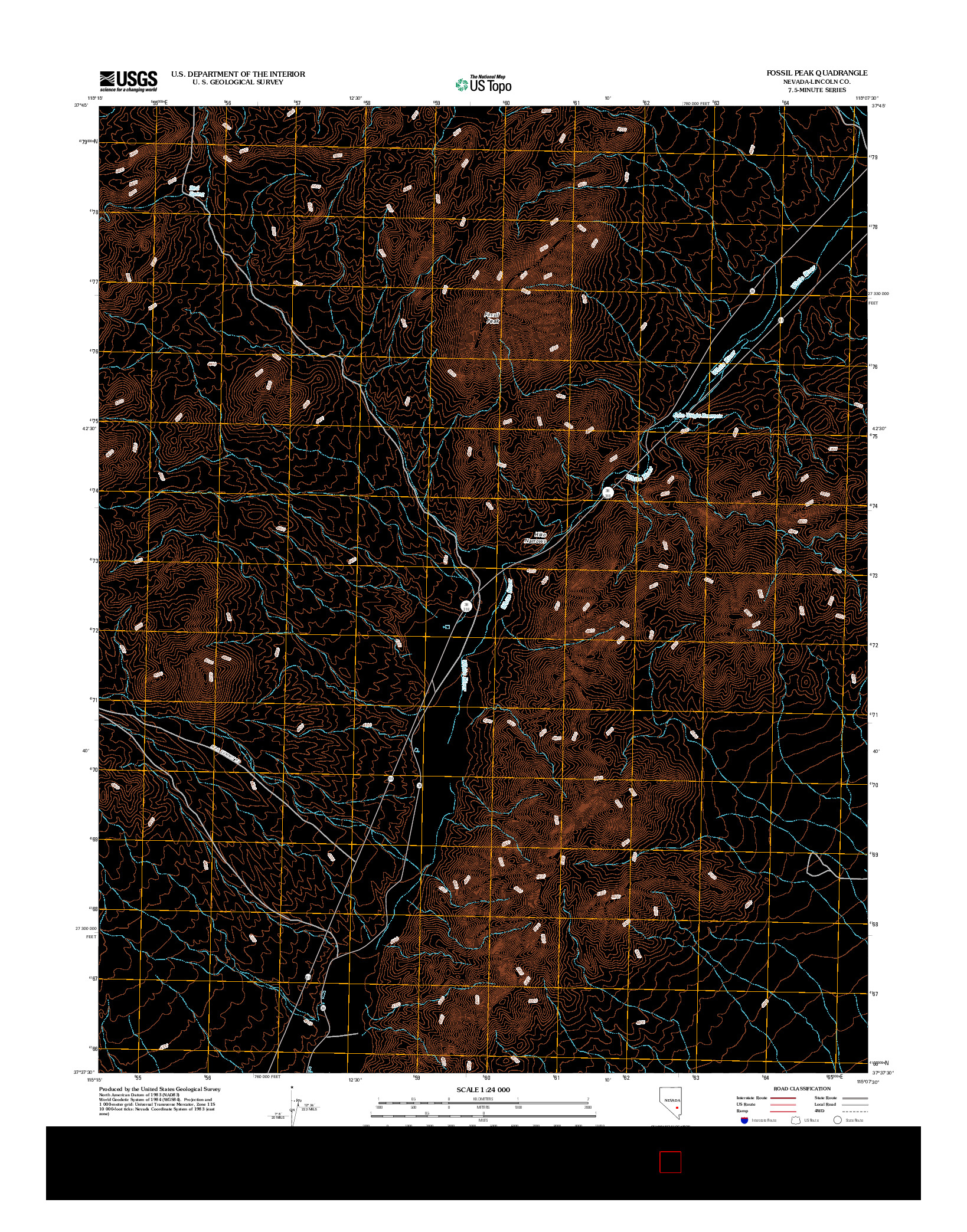 USGS US TOPO 7.5-MINUTE MAP FOR FOSSIL PEAK, NV 2012