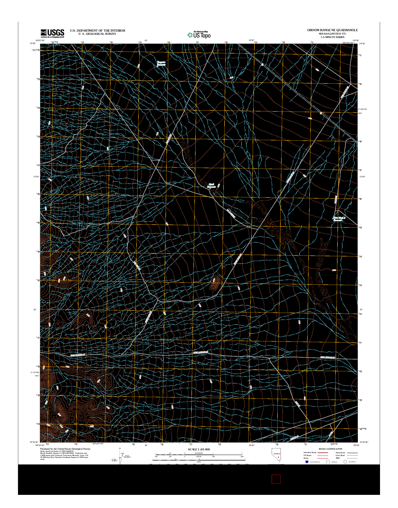 USGS US TOPO 7.5-MINUTE MAP FOR GROOM RANGE NE, NV 2012