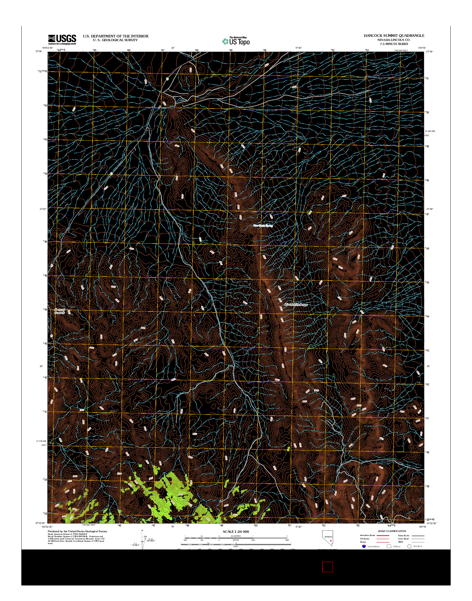 USGS US TOPO 7.5-MINUTE MAP FOR HANCOCK SUMMIT, NV 2012