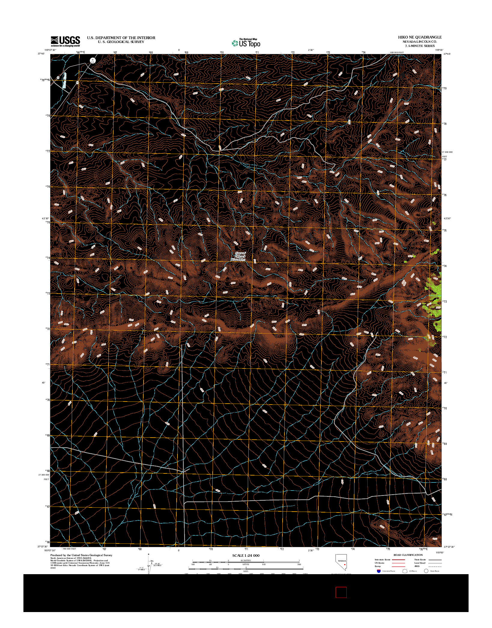 USGS US TOPO 7.5-MINUTE MAP FOR HIKO NE, NV 2012