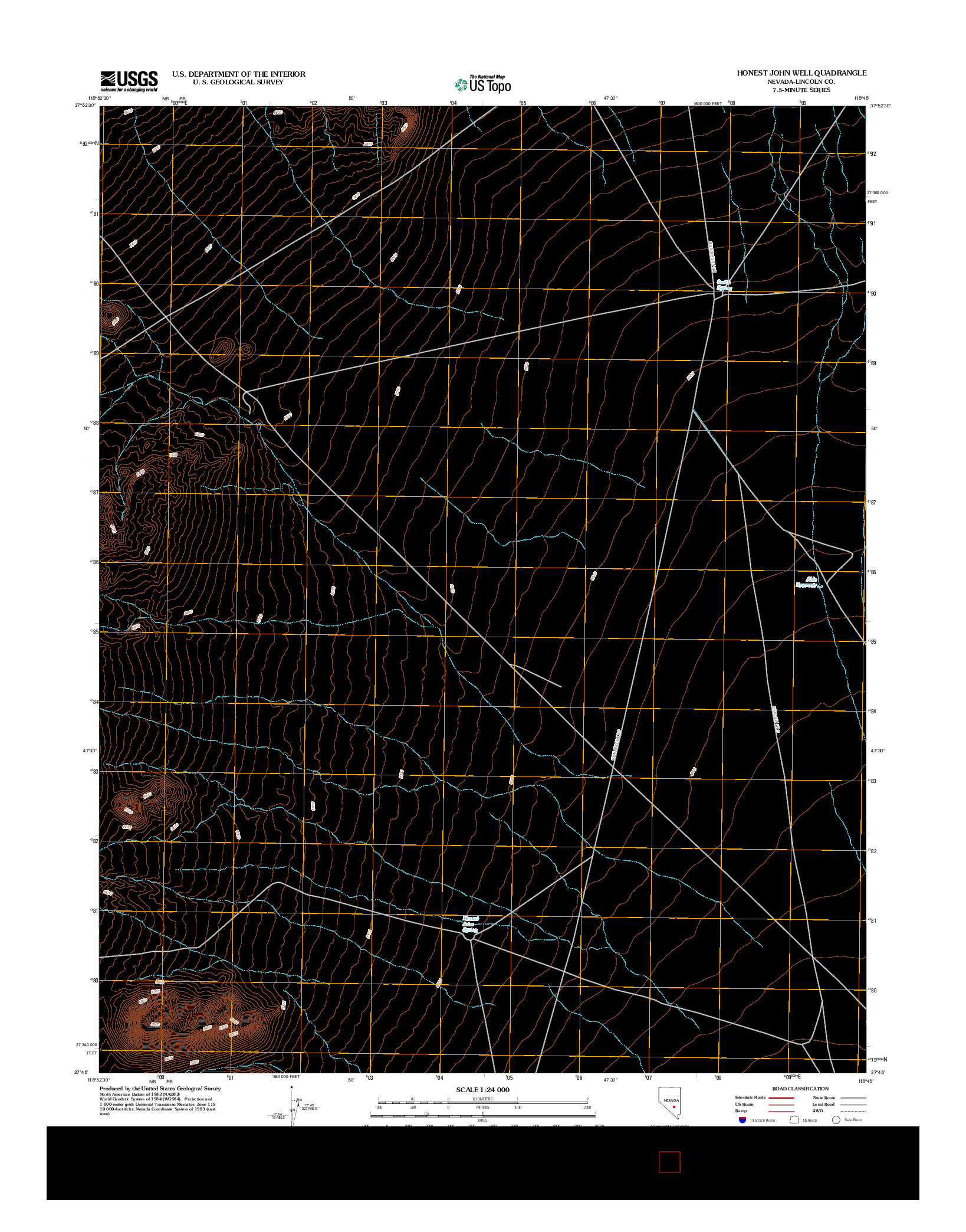 USGS US TOPO 7.5-MINUTE MAP FOR HONEST JOHN WELL, NV 2012