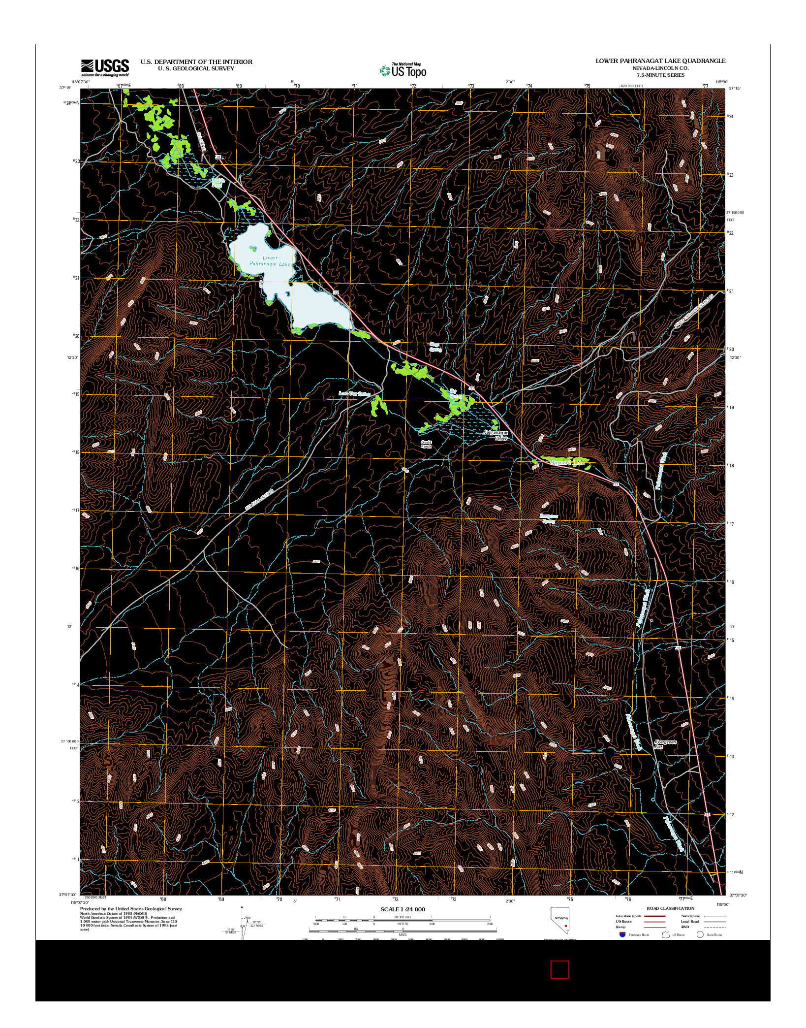 USGS US TOPO 7.5-MINUTE MAP FOR LOWER PAHRANAGAT LAKE, NV 2012