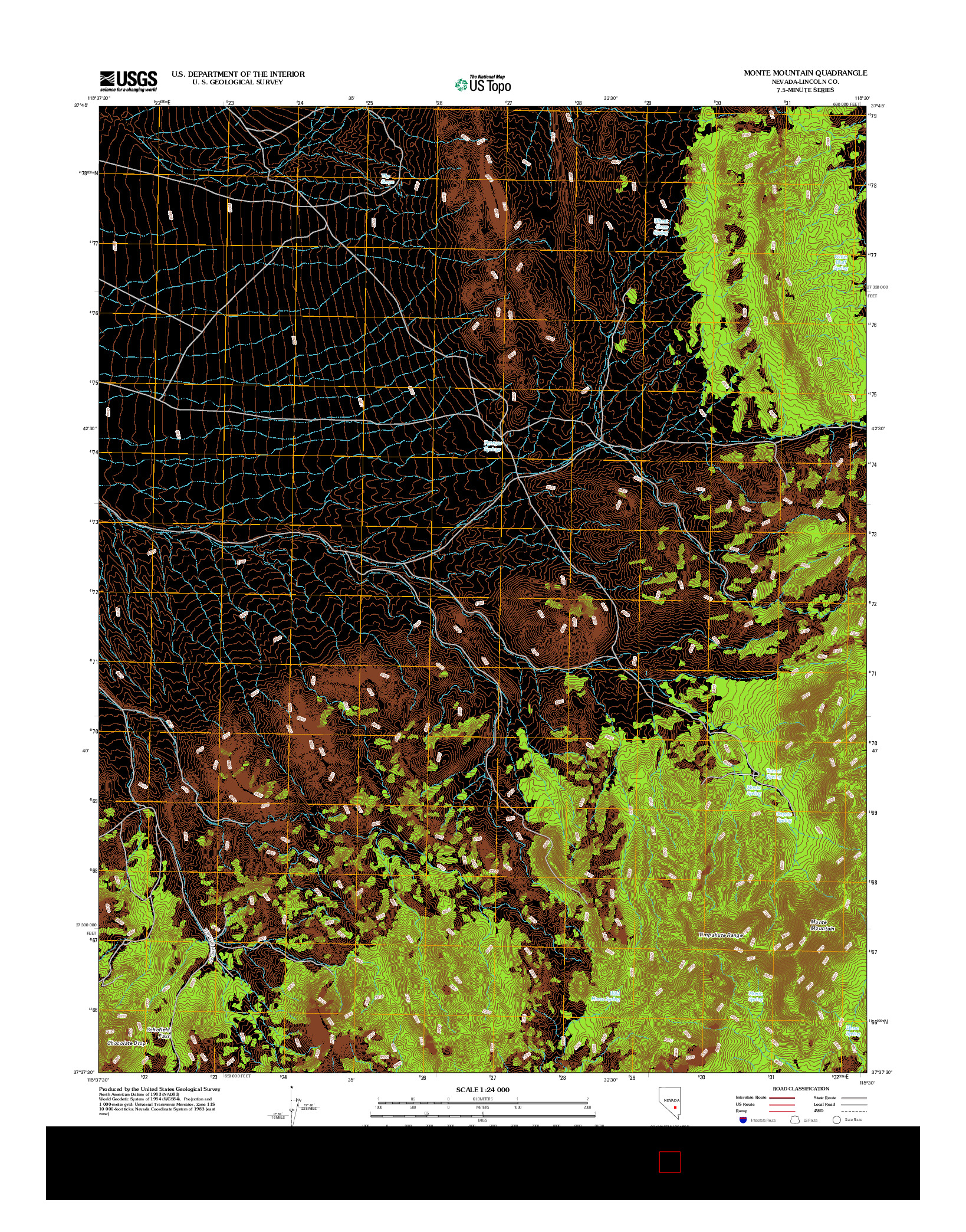 USGS US TOPO 7.5-MINUTE MAP FOR MONTE MOUNTAIN, NV 2012