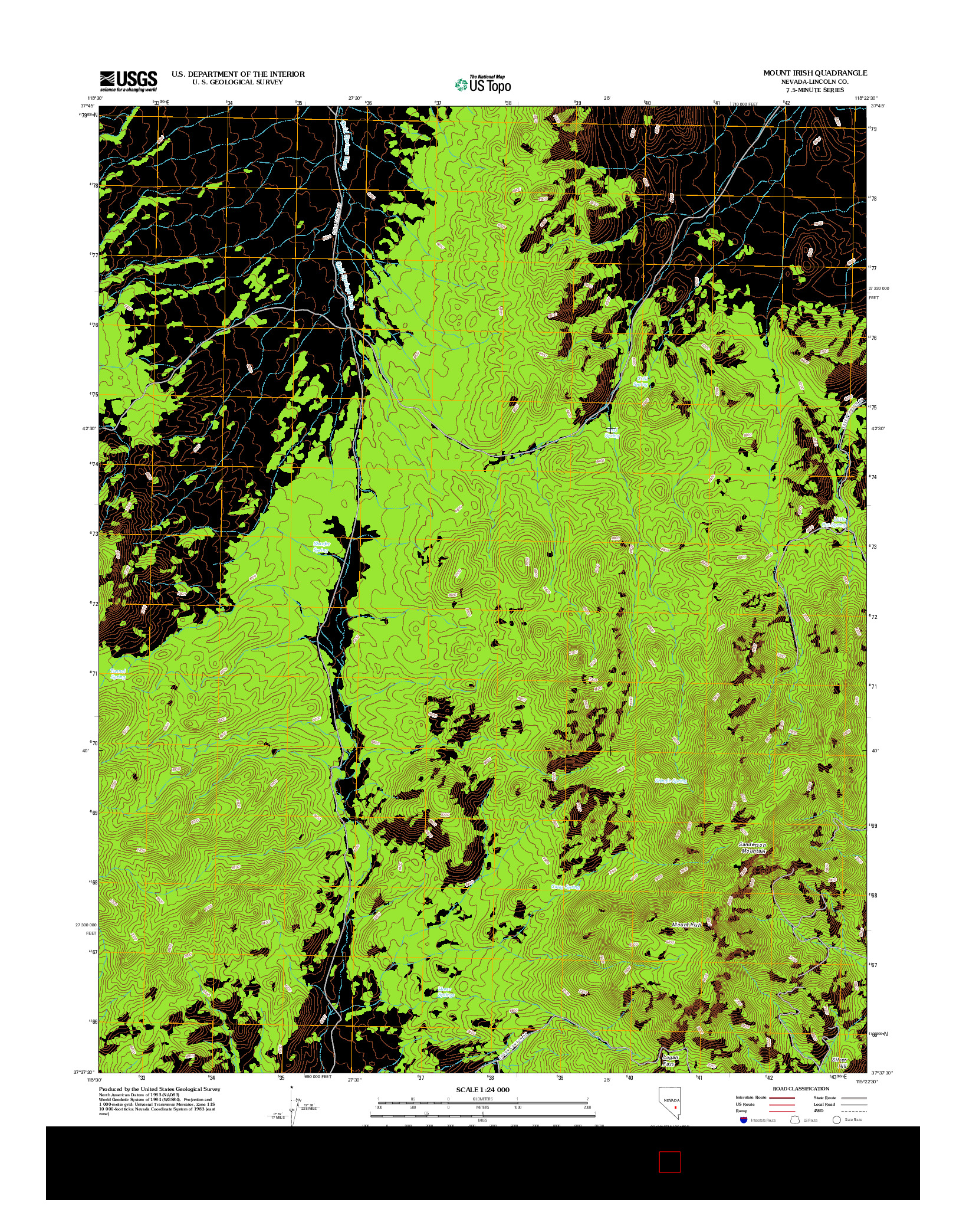 USGS US TOPO 7.5-MINUTE MAP FOR MOUNT IRISH, NV 2012