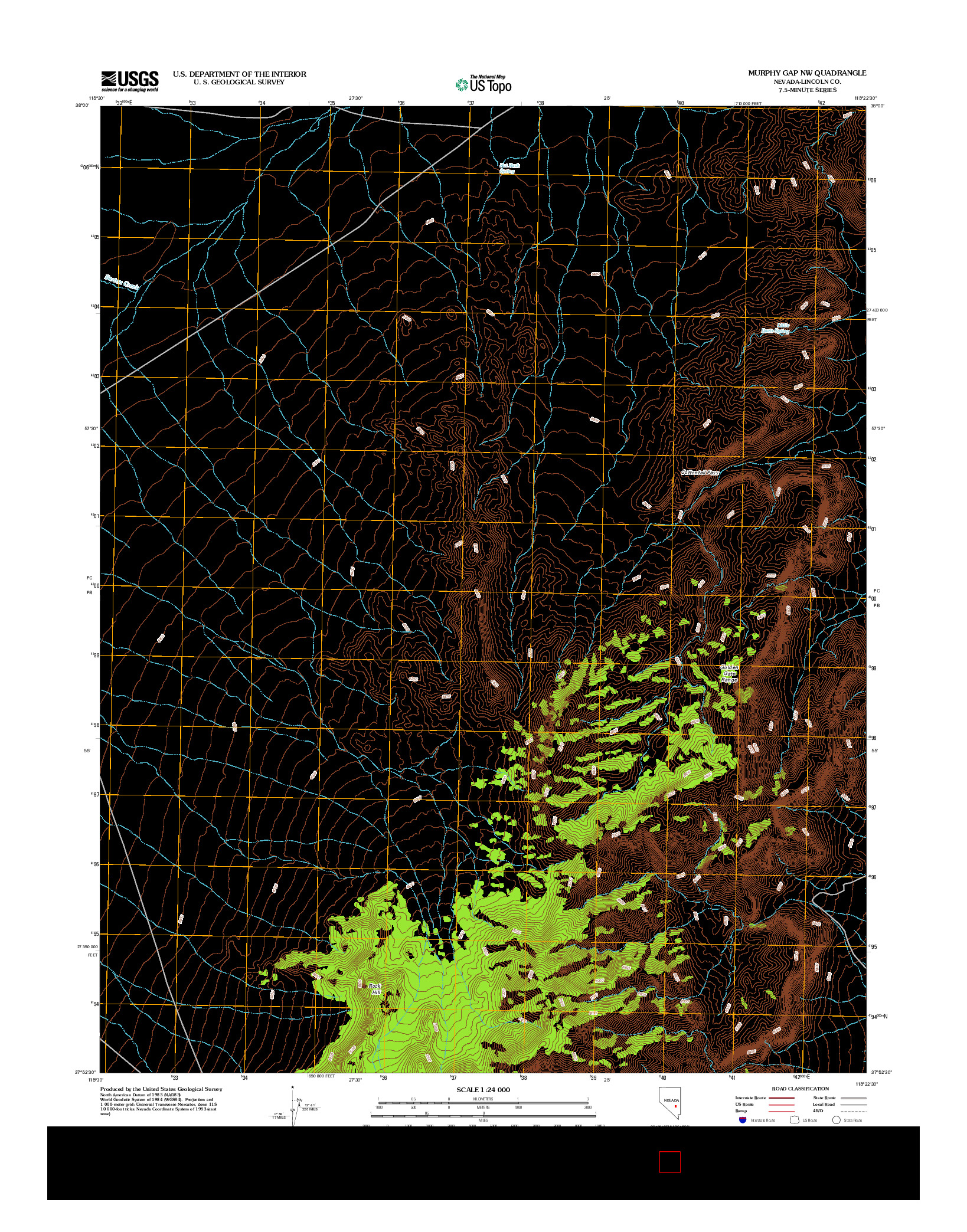 USGS US TOPO 7.5-MINUTE MAP FOR MURPHY GAP NW, NV 2012