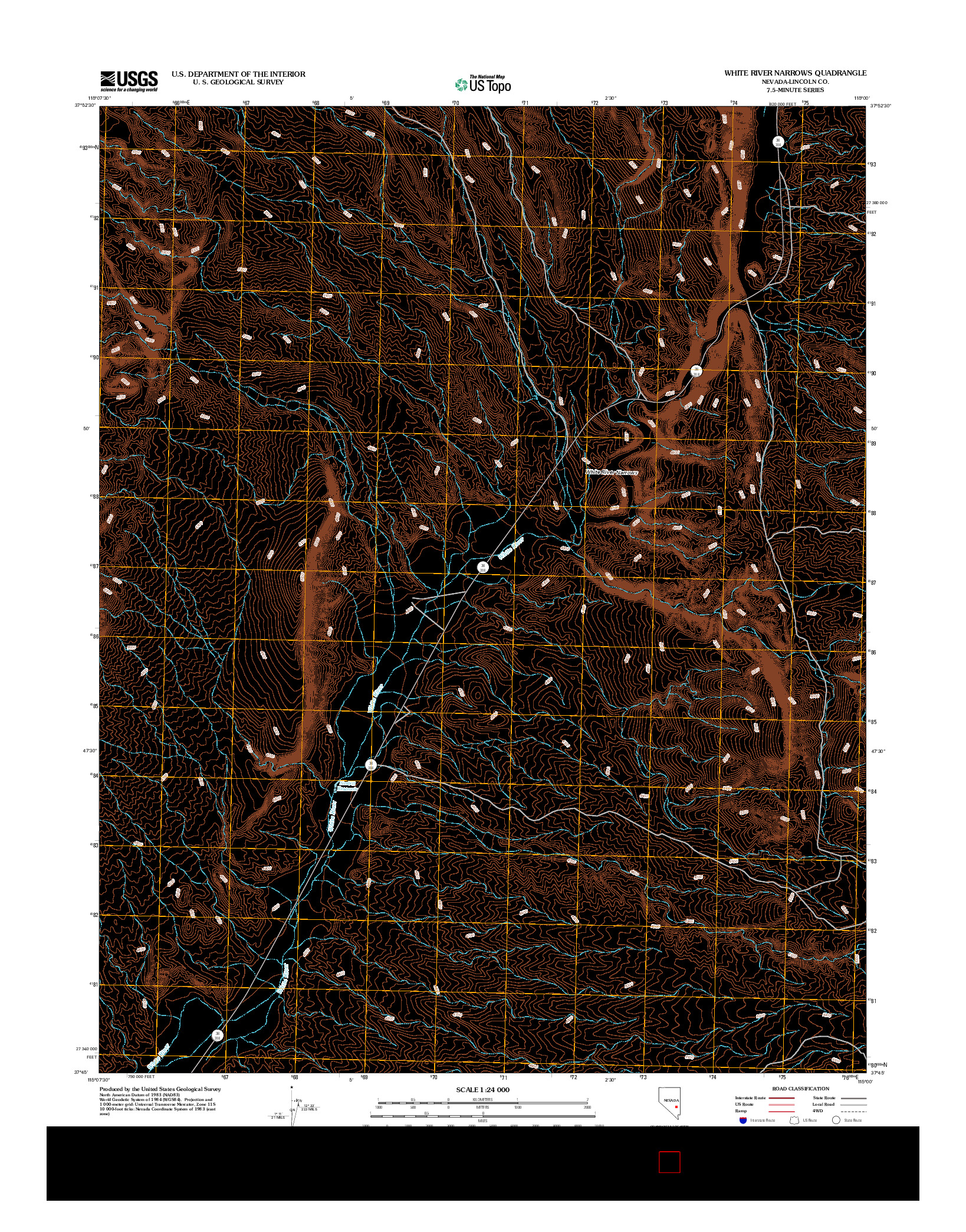 USGS US TOPO 7.5-MINUTE MAP FOR WHITE RIVER NARROWS, NV 2012