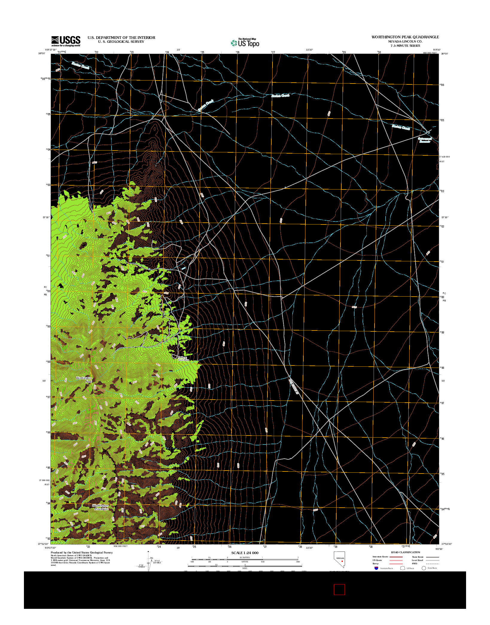 USGS US TOPO 7.5-MINUTE MAP FOR WORTHINGTON PEAK, NV 2012